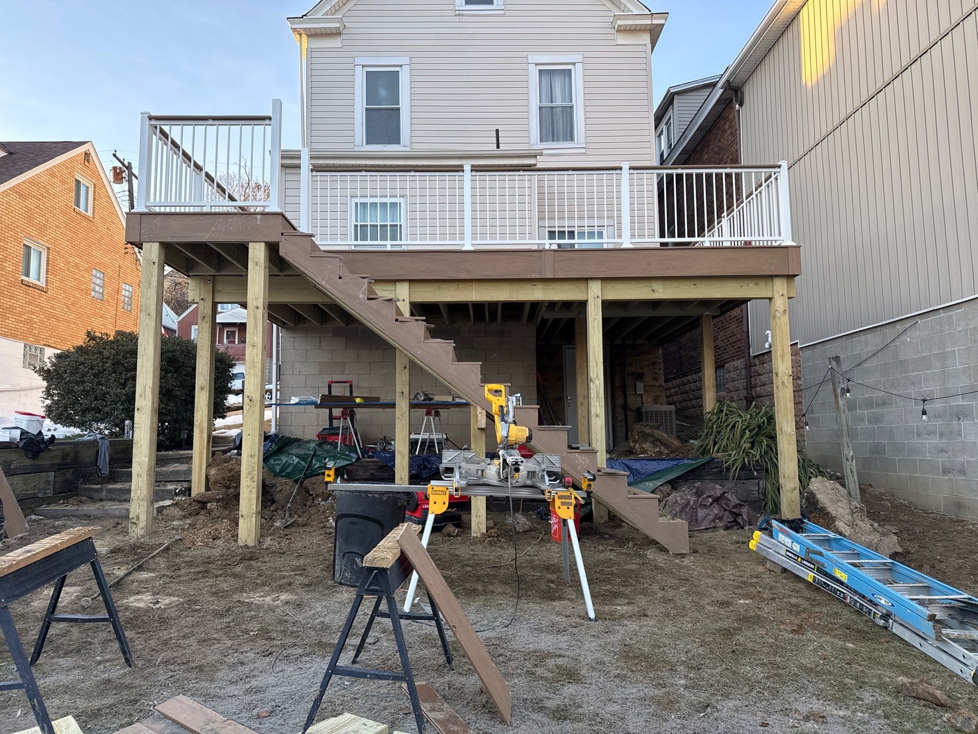 Deck and door by Cousins Roofing Siding & Decks
