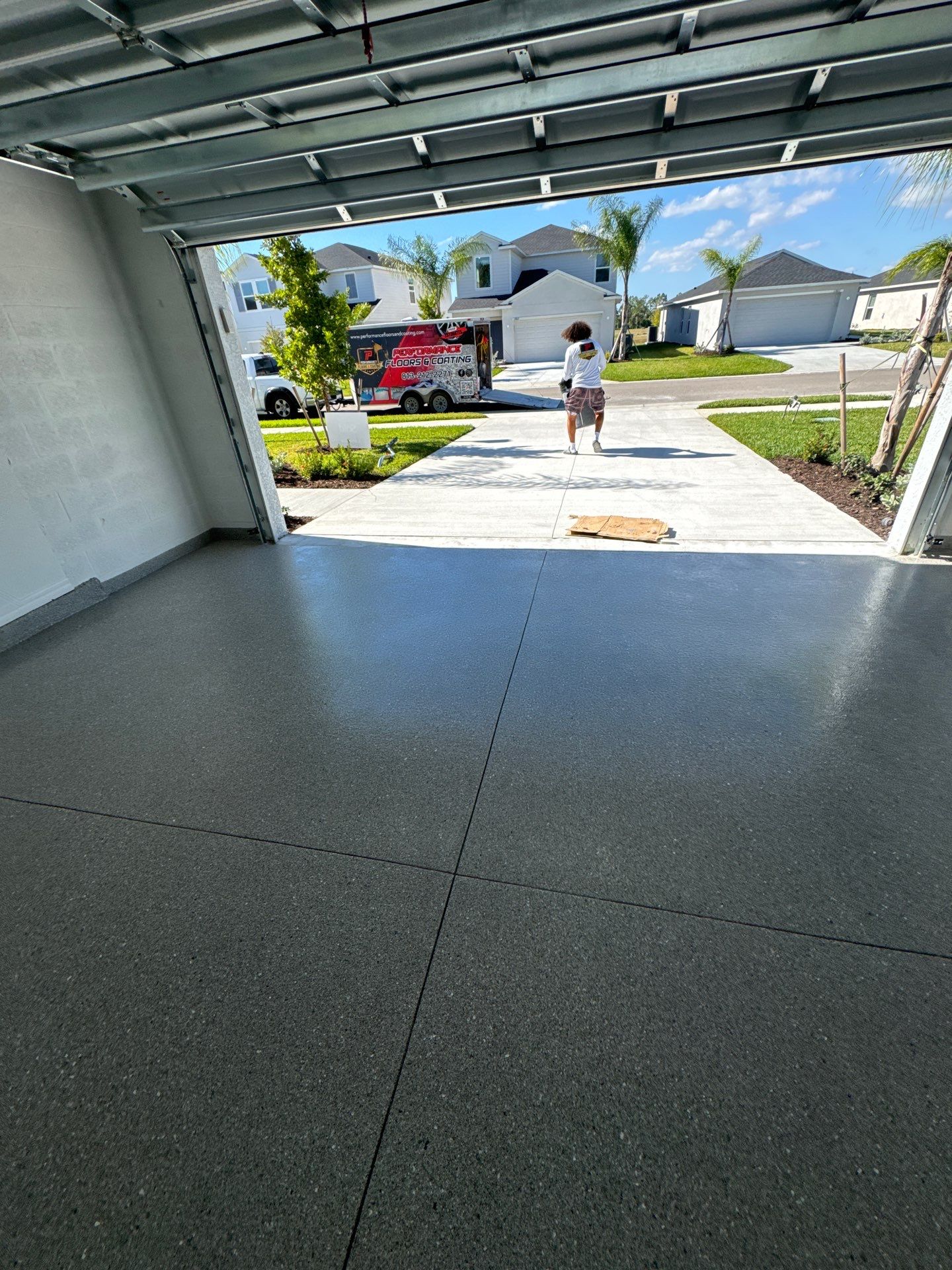 Artisanal Garage Finish: Multi-Toned 'Hybrid' Flake System by Performance Floors & Coating