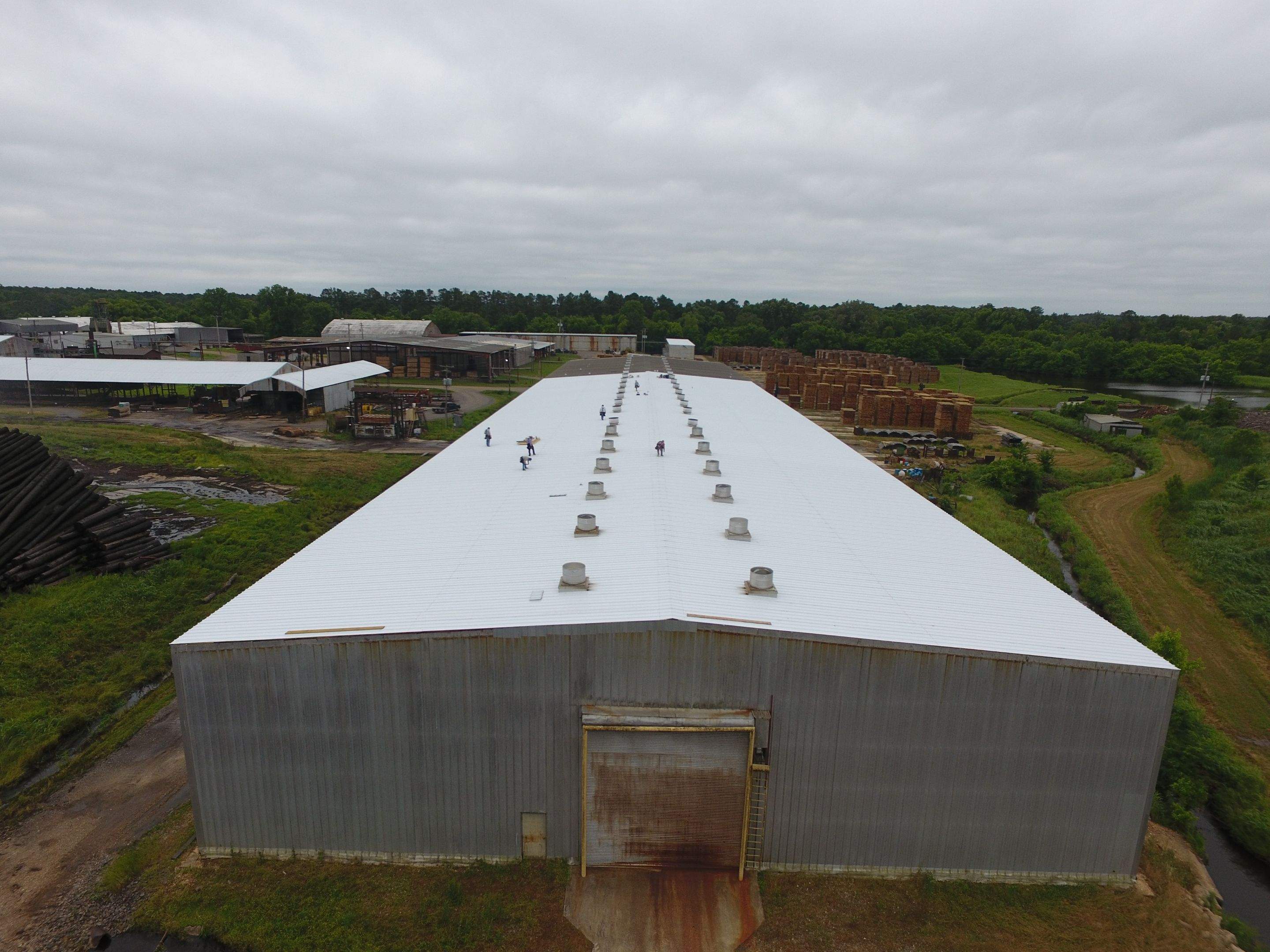 Commercial Roofing Installation using Aluminum Roofing panels by Hostetler Roofing