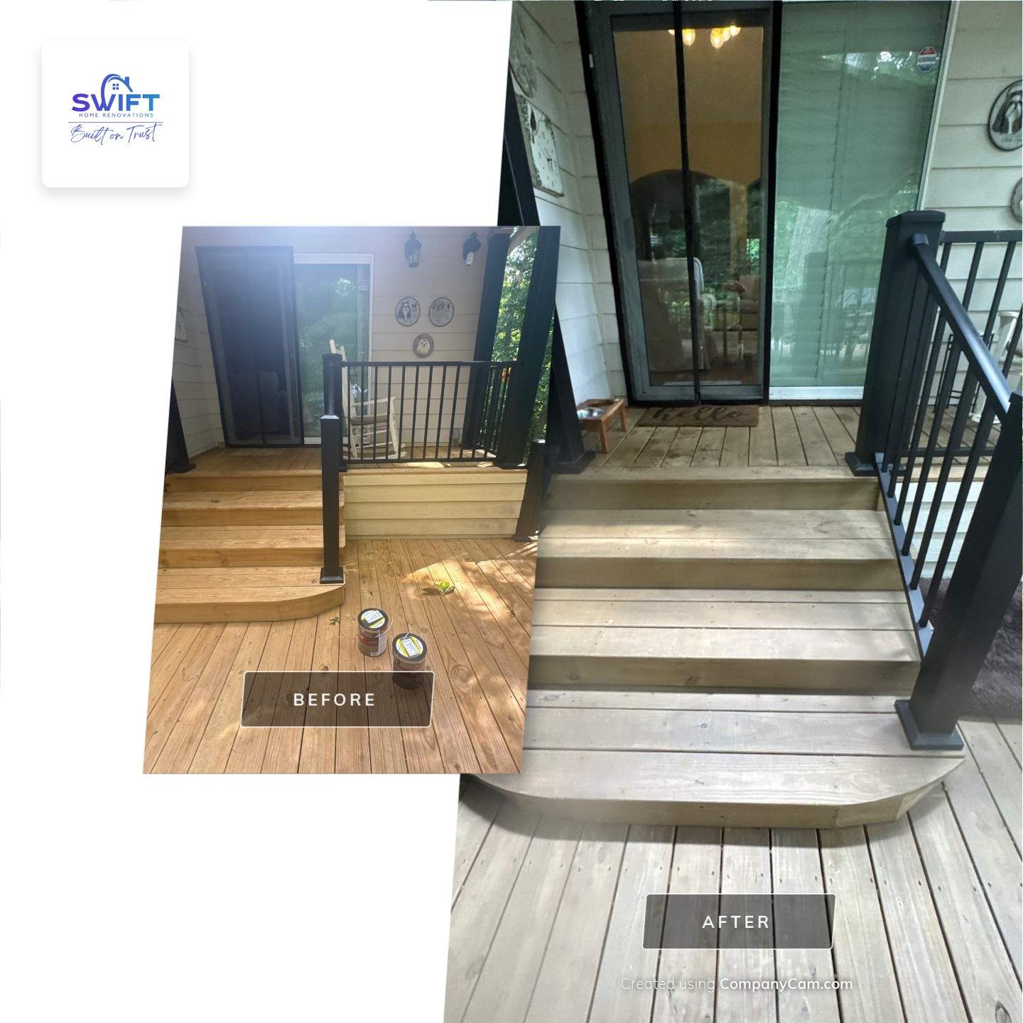Multi-Level Wood Deck Staining and Restoration in Atlanta by Swift Home Renovations