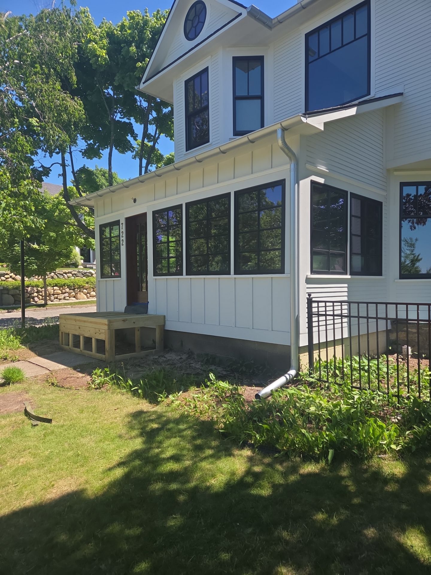 New Galvalume Half Round Gutter Installation for Petoskey Residential Home by Rainbow Seamless Systems