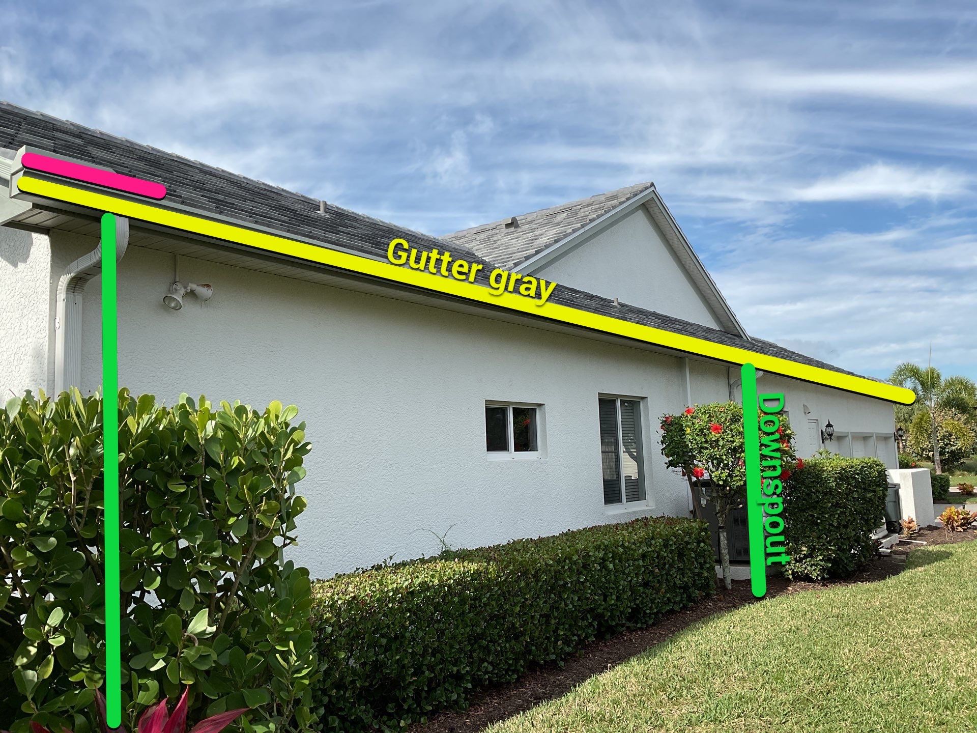 7-inch Grey Gutter Installation and White Downspouts in Fort Myers FL  by Gutter Professors