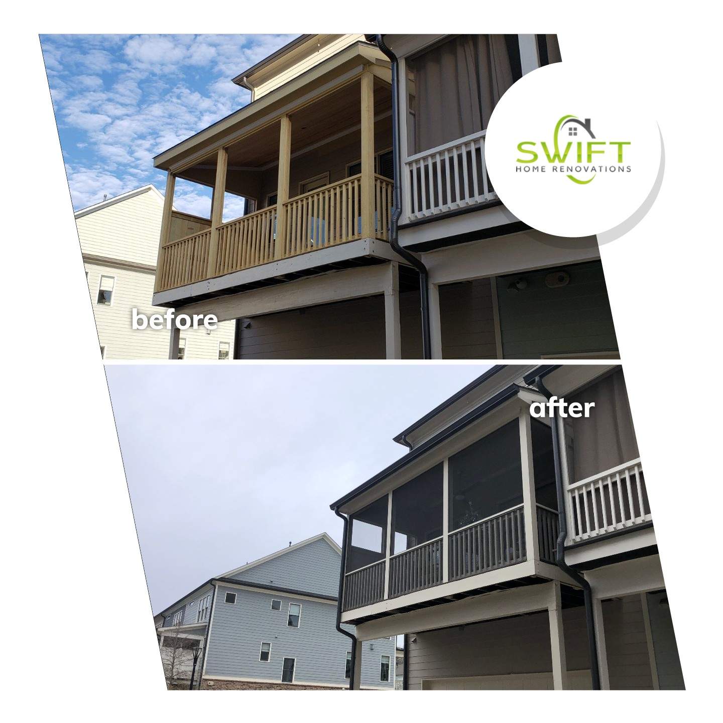 Screened Porch Conversion and Balcony Upgrade in Woodstock by Swift Home Renovations 