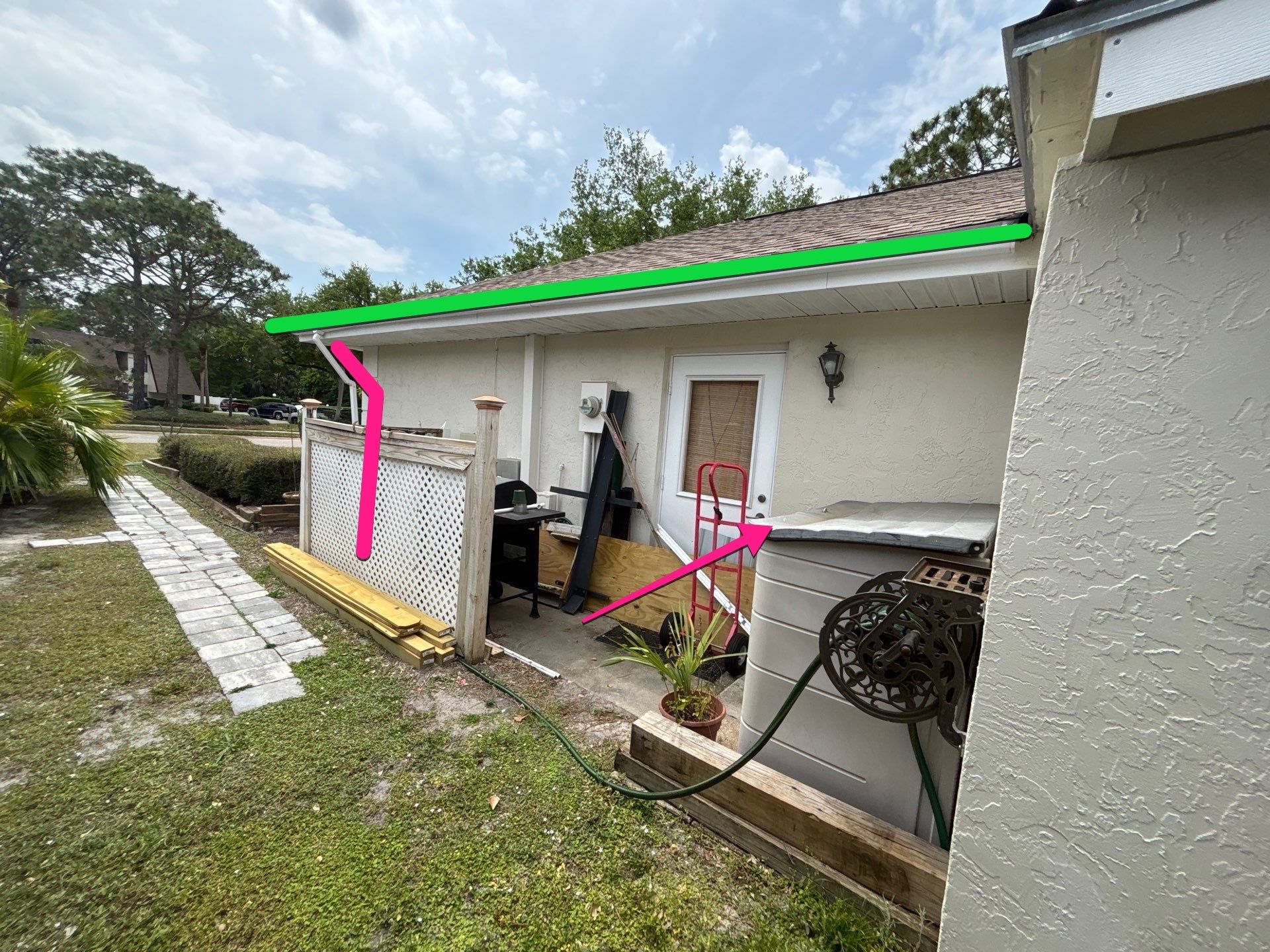 Gutter Project with White 6-K Seamless Gutters Installation and Downspouts in Sarasota FL by Gutter Professors