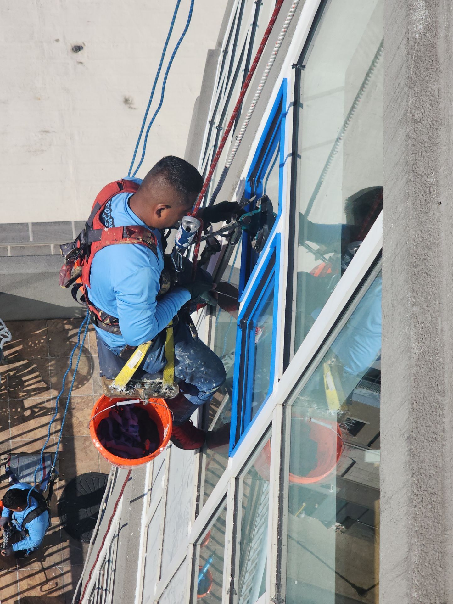 Window System Sealant Replacement on a high rise in Nashville, TN by Performance Waterproofing LLC