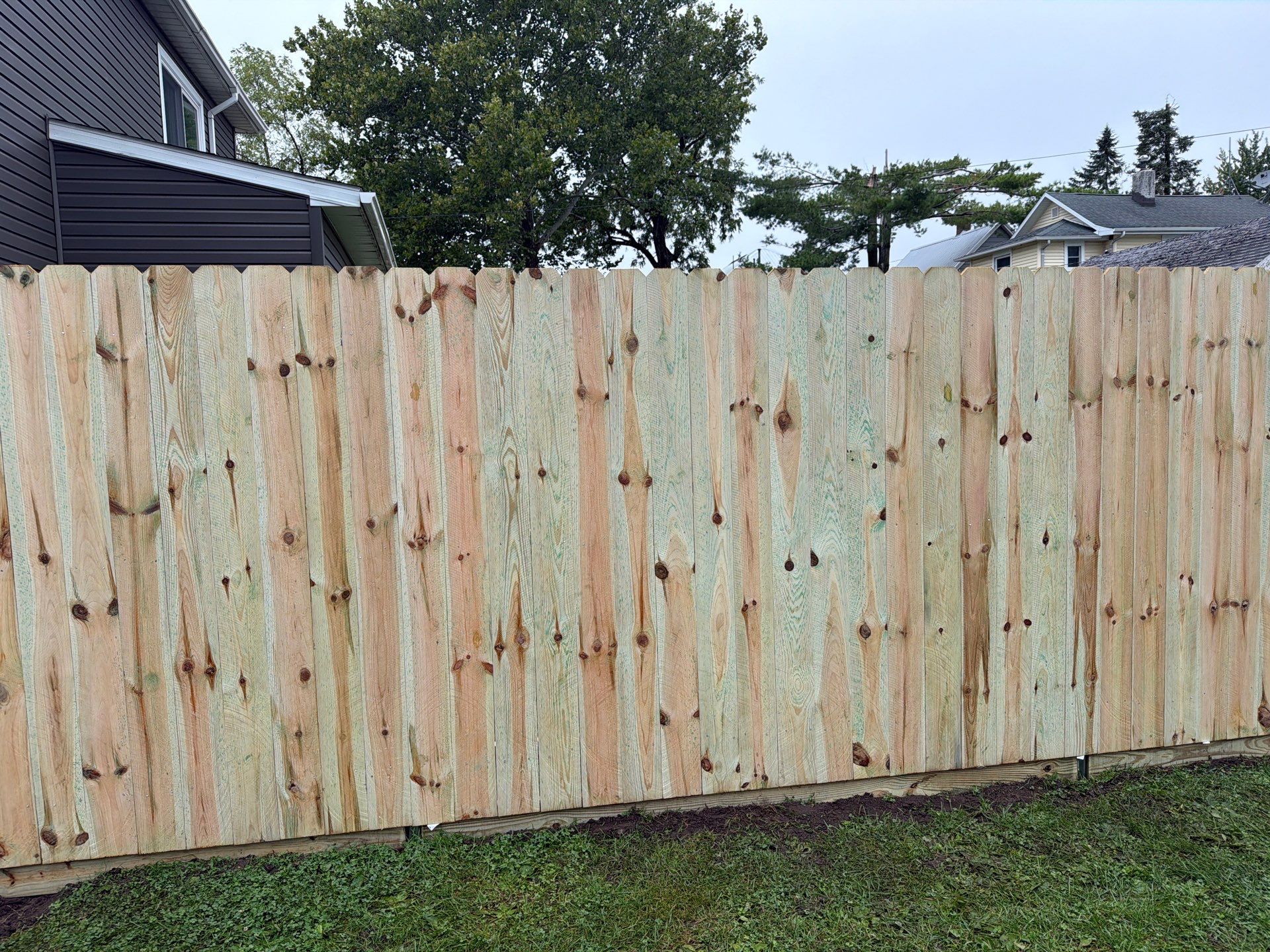 Custom Wood Privacy Fence and Black Chain Link Gate in Independence by Perfect Picket Fence and Stain