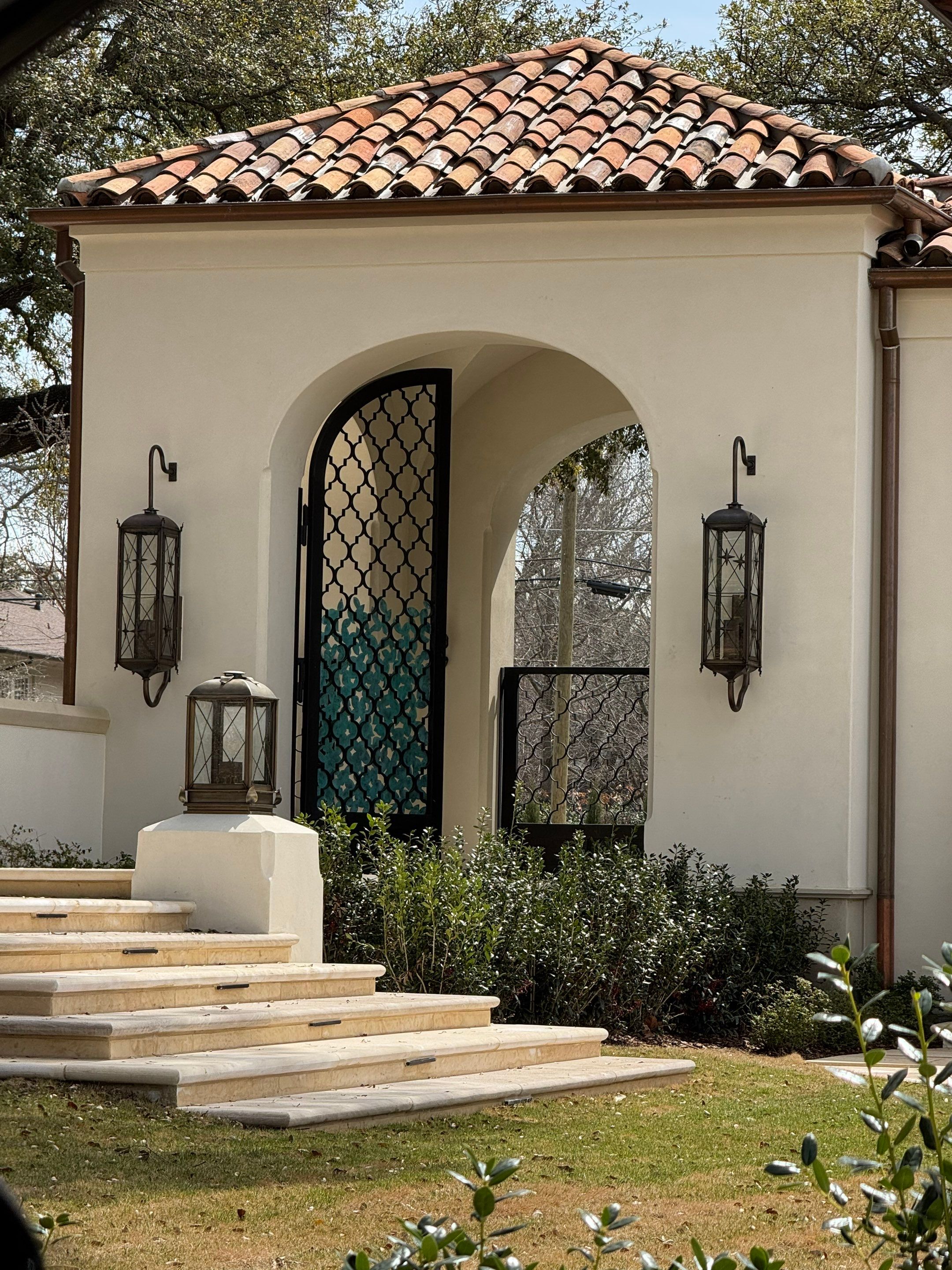 Custom Bronze Lantern and Outdoor Lighting Installation in Dallas by Solara Custom Living