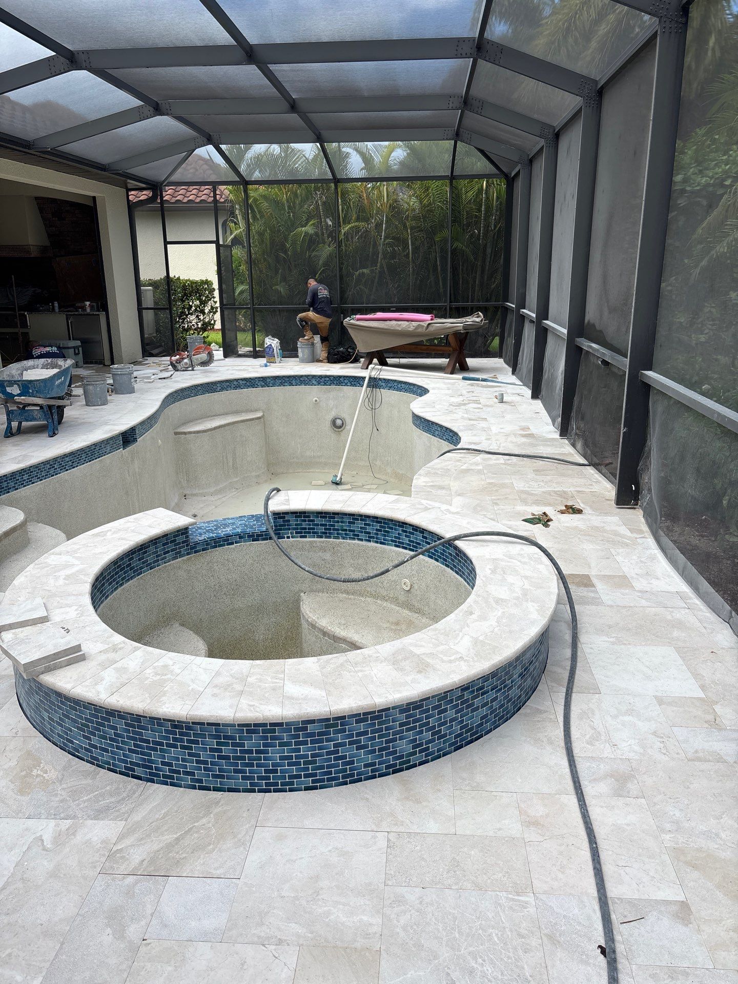 Textured Marble Pool Deck - Bonita National Golf & Country Club by Old Town Pavers Llc