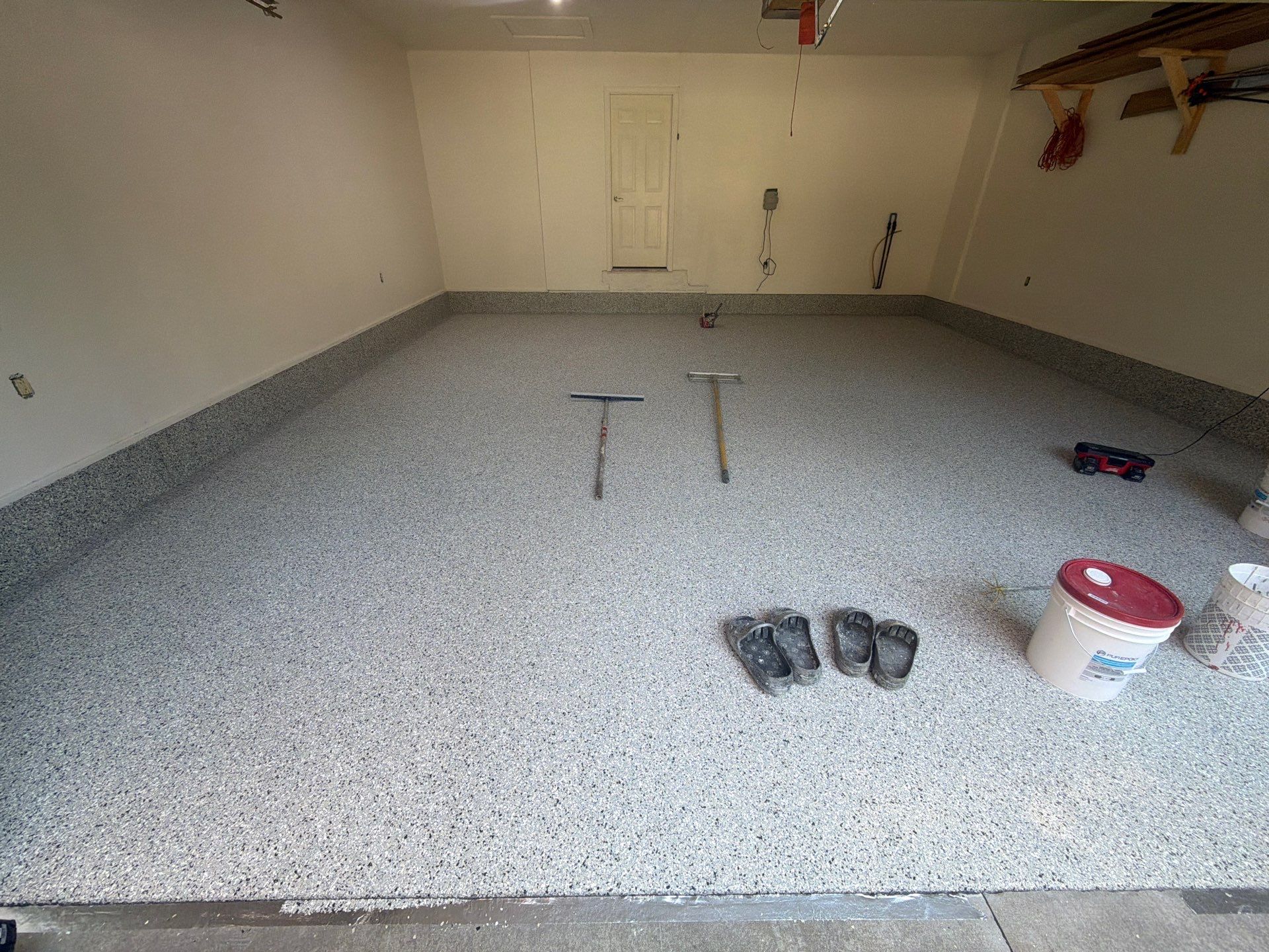 Custom Epoxy Flake Garage Floor Installation in Montague by Gordon Painting