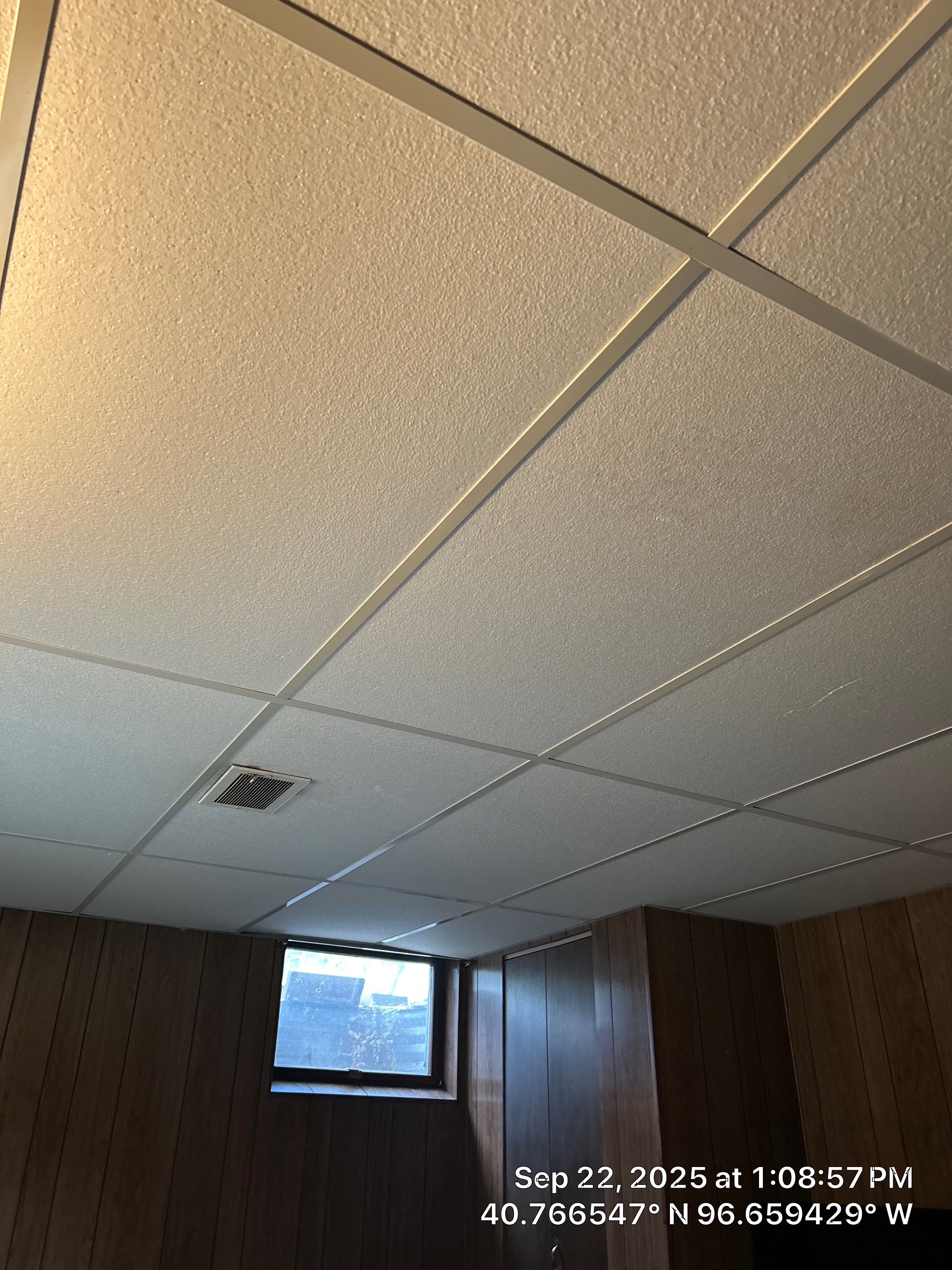 Basement Bedroom Interior Assessment and Ceiling Repair in Lincoln by CompanyCam Sales Demo