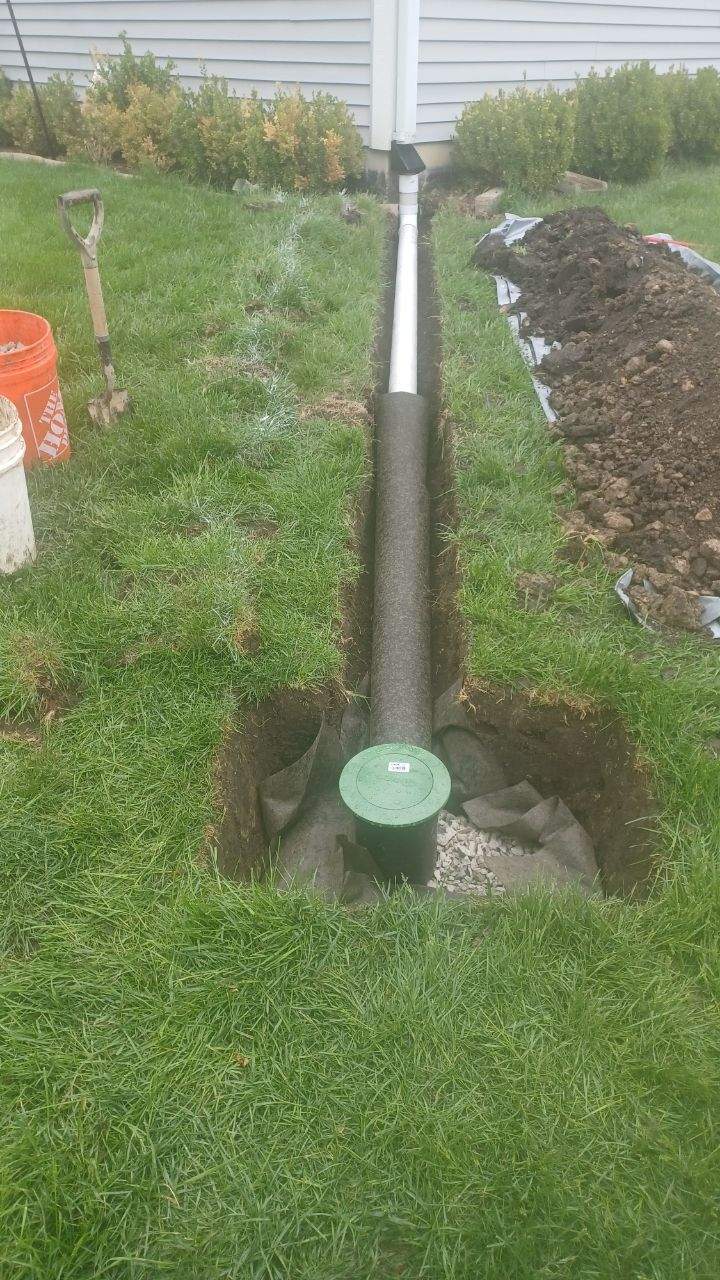 Downspout Discharge Installation & Yard Regrading by Allied Water Services