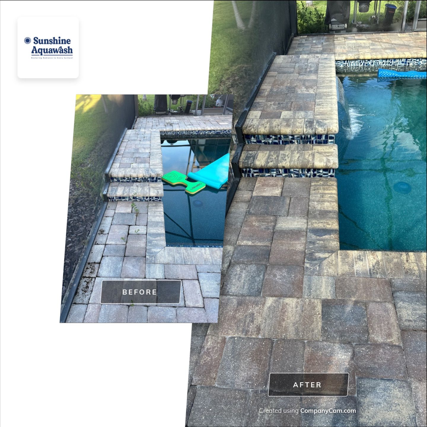 Paver Driveway, Sidewalk, and Pool Deck Cleaning in Winding River Community, Bradenton, FL by Sunshine AquaWash