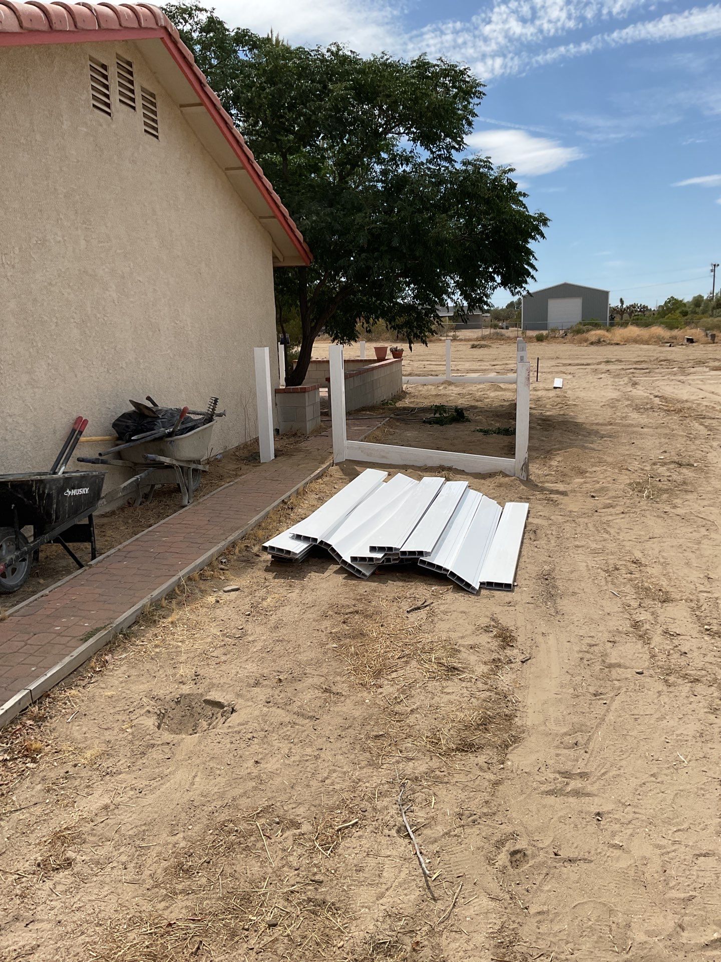 4ft White Vinyl & Chain link Slider Gate with Solar Motor by Fence Guys Inc.