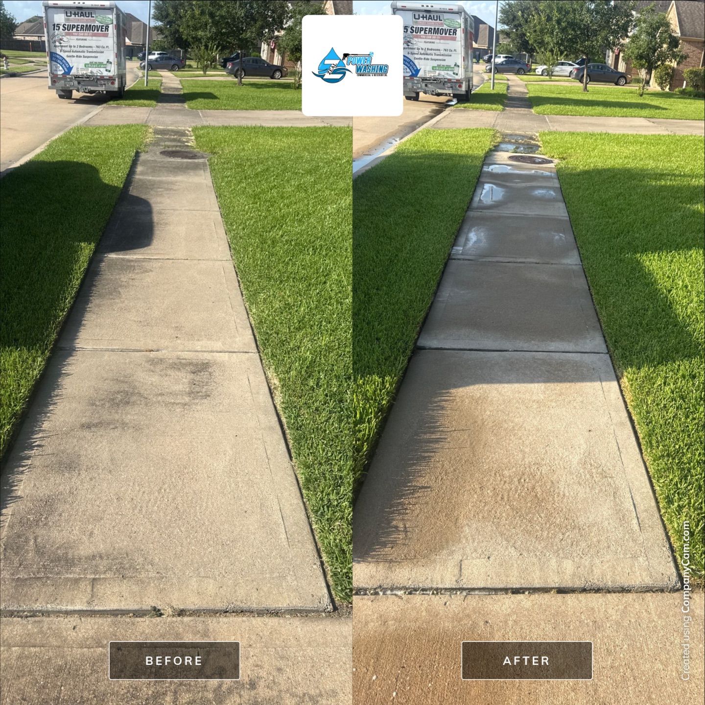 Professional Concrete Driveway and Sidewalk Pressure Washing in Rosenberg by Zeal Power Washing