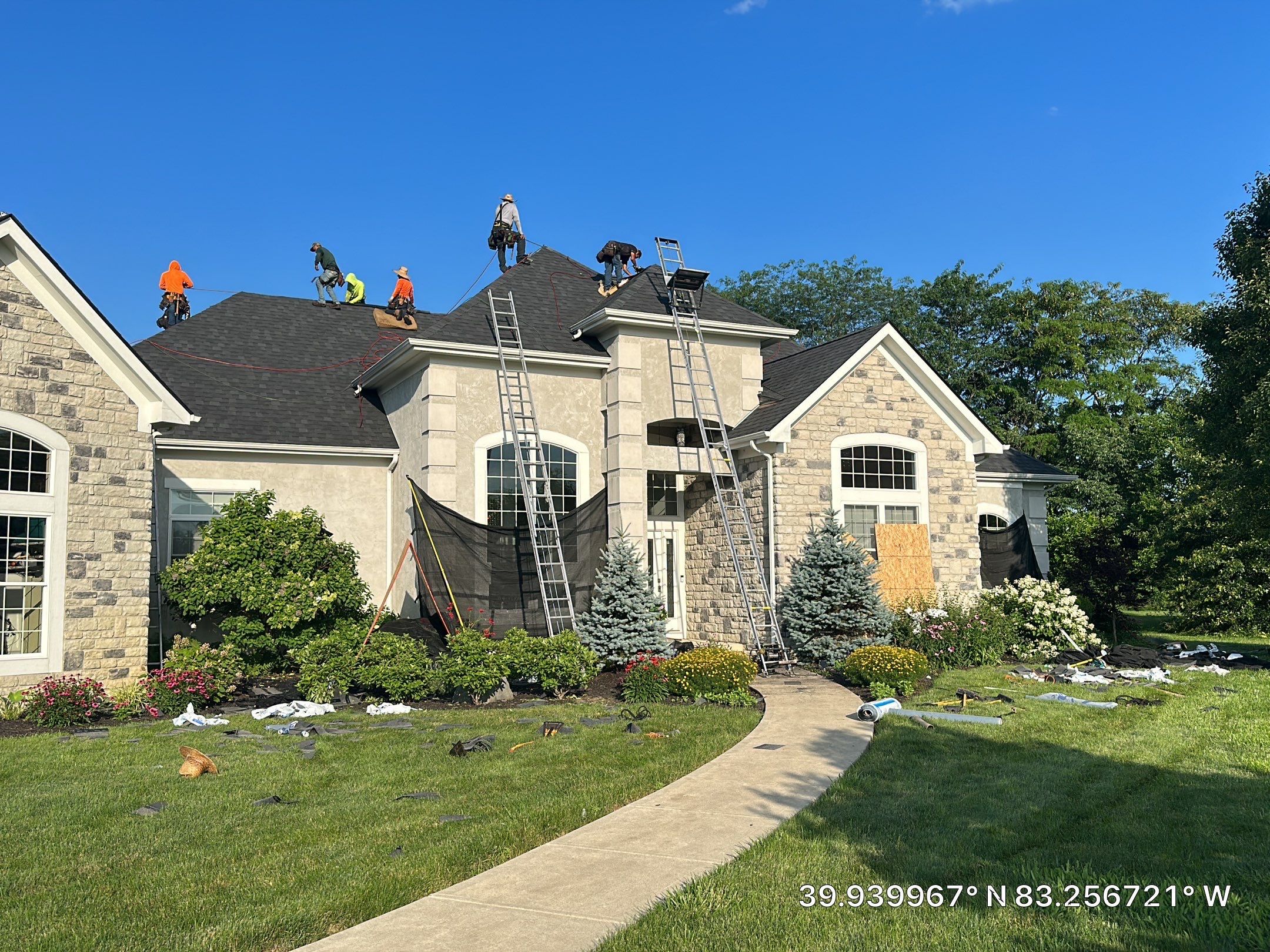 Residential Roofing Installation using Atlas Pinnacle Black Shingles by 614 Exteriors