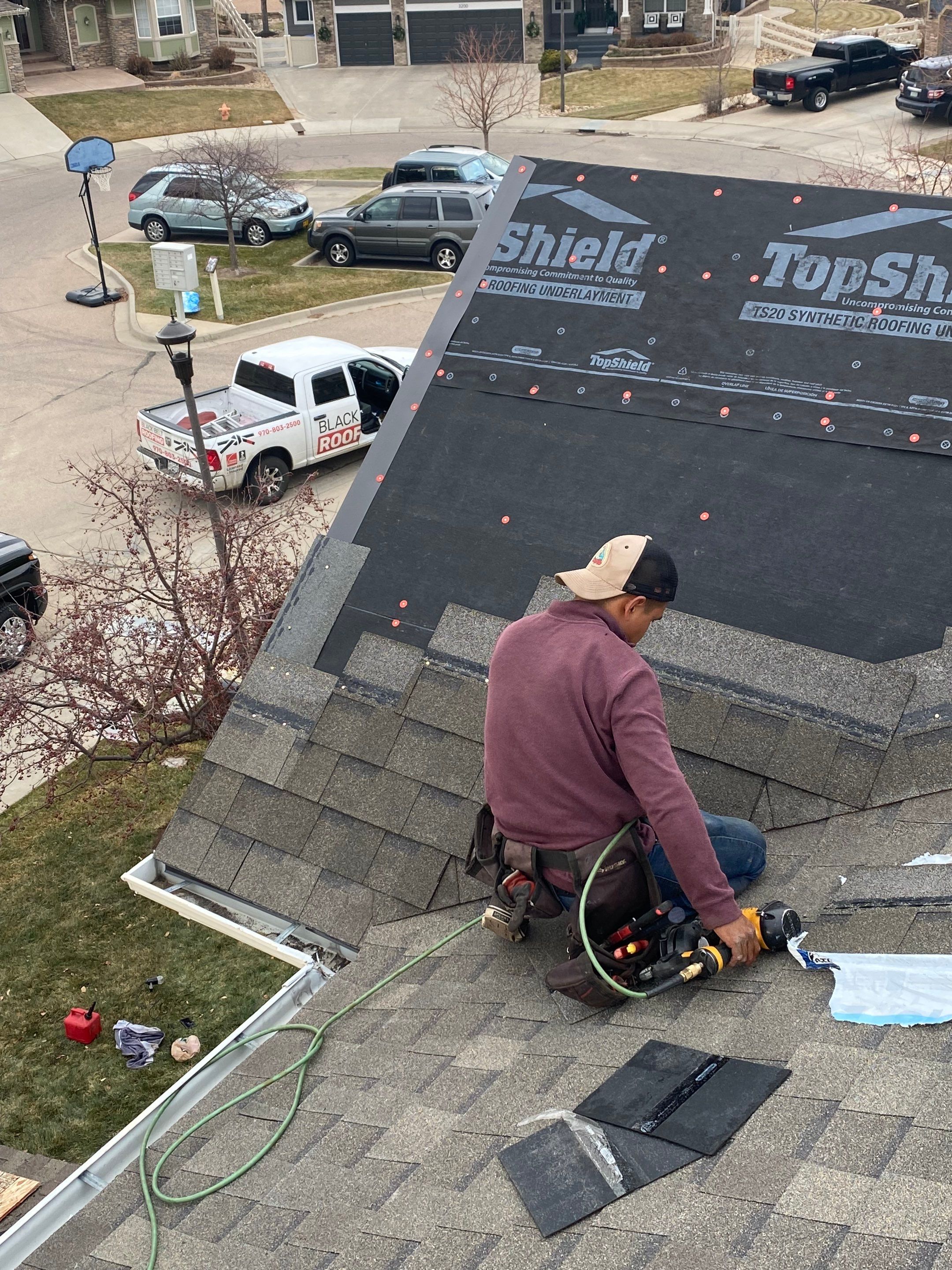 Resdiental Hail Damage Roof Replacement using Atlas Pinnacle Class 4 Impact Resistant "Weathered Wood" color by Black Belt Roofing
