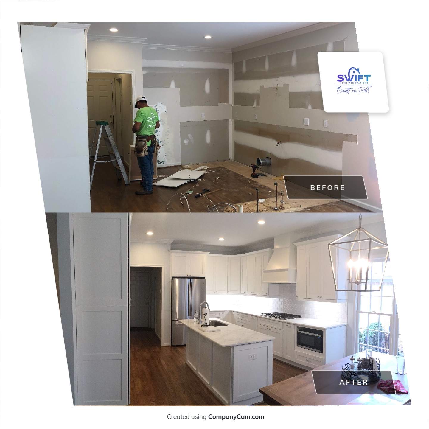 Smyrna Kitchen Renovation Featuring Custom Cabinetry and Oak Flooring by Swift Home Renovations