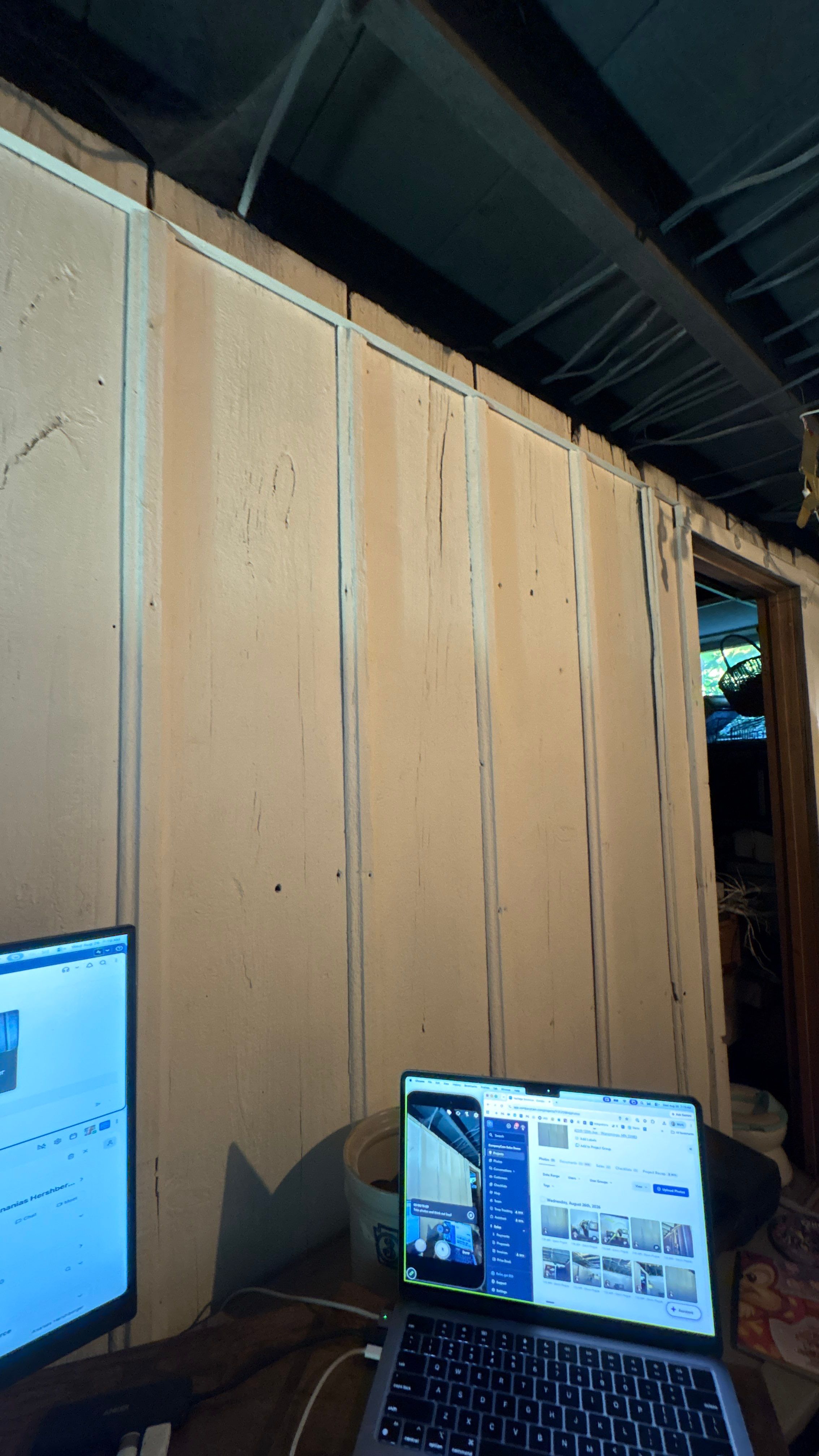 Wanamingo Basement Renovation with Dark Painted Ceiling Joists by CompanyCam Sales Demo