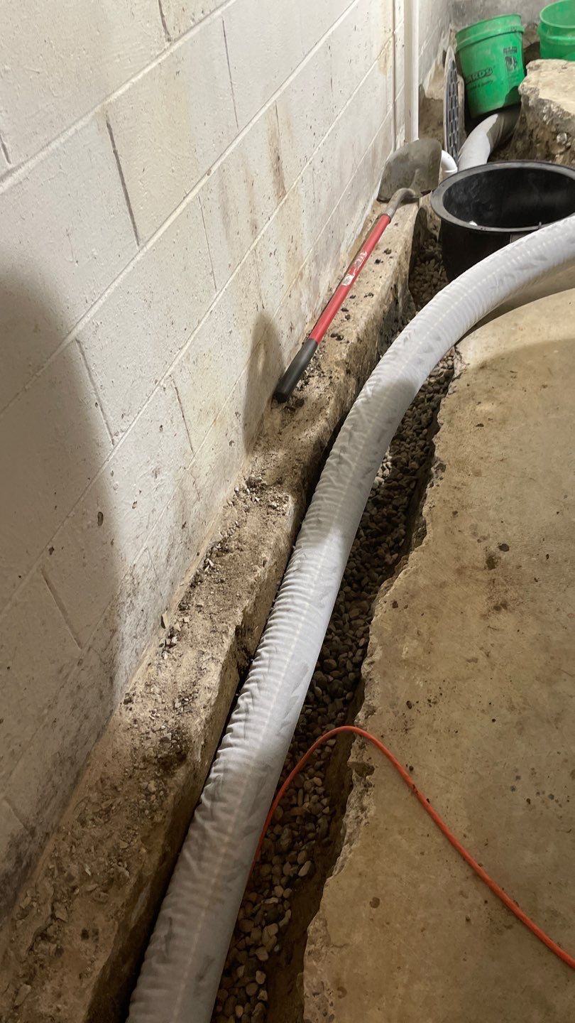 Drain tile & a sump pump for Ruth by Waterproofing Northeast