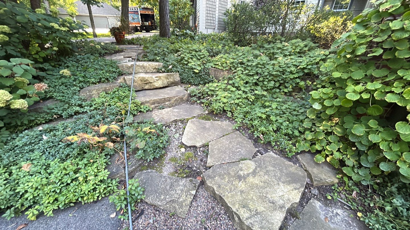 natural stone using Algaecide, soft wash soap by Northern Power Washing LLC.