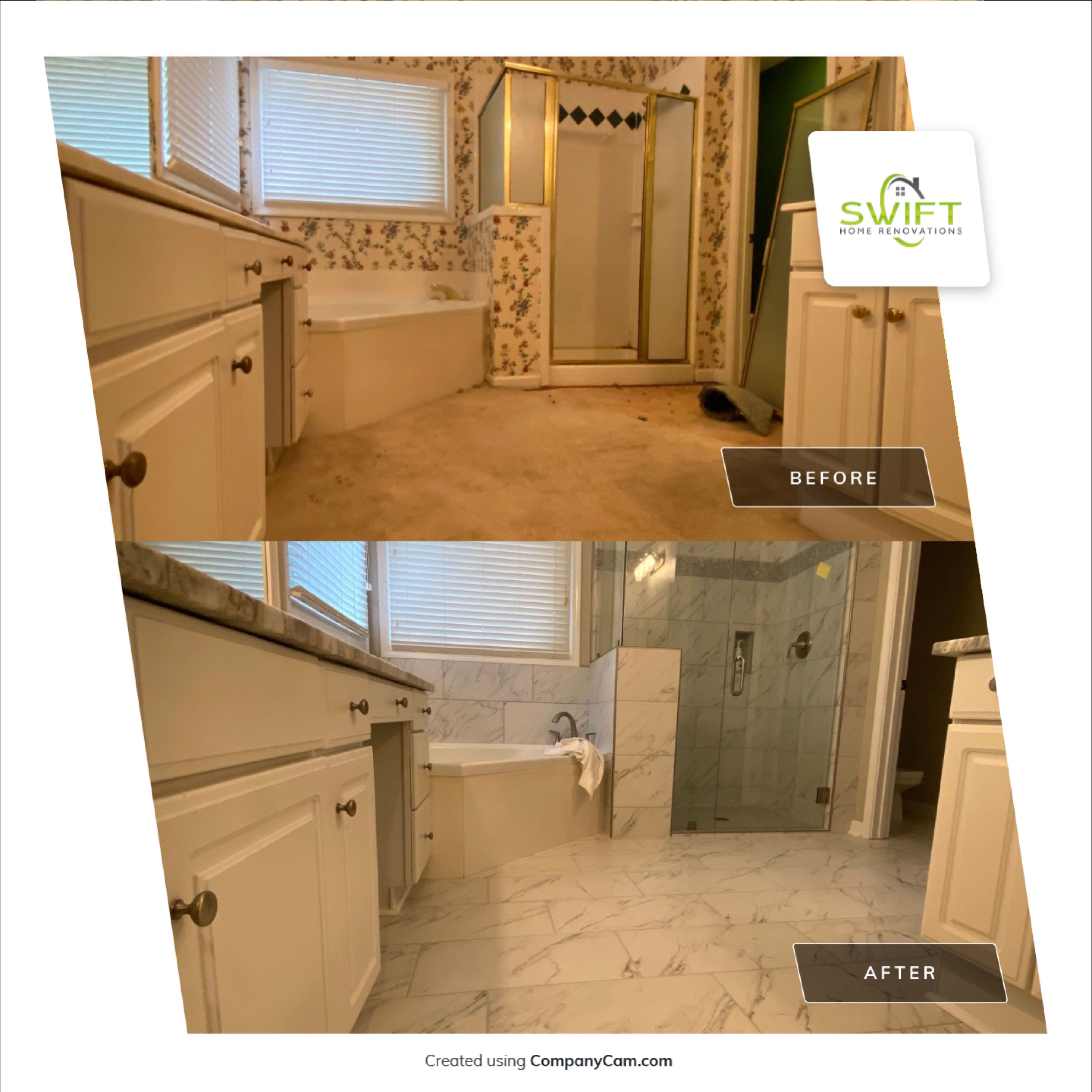 Master Bathroom Remodel and Tile Upgrade in Woodstock Georgia by Swift Home Renovations