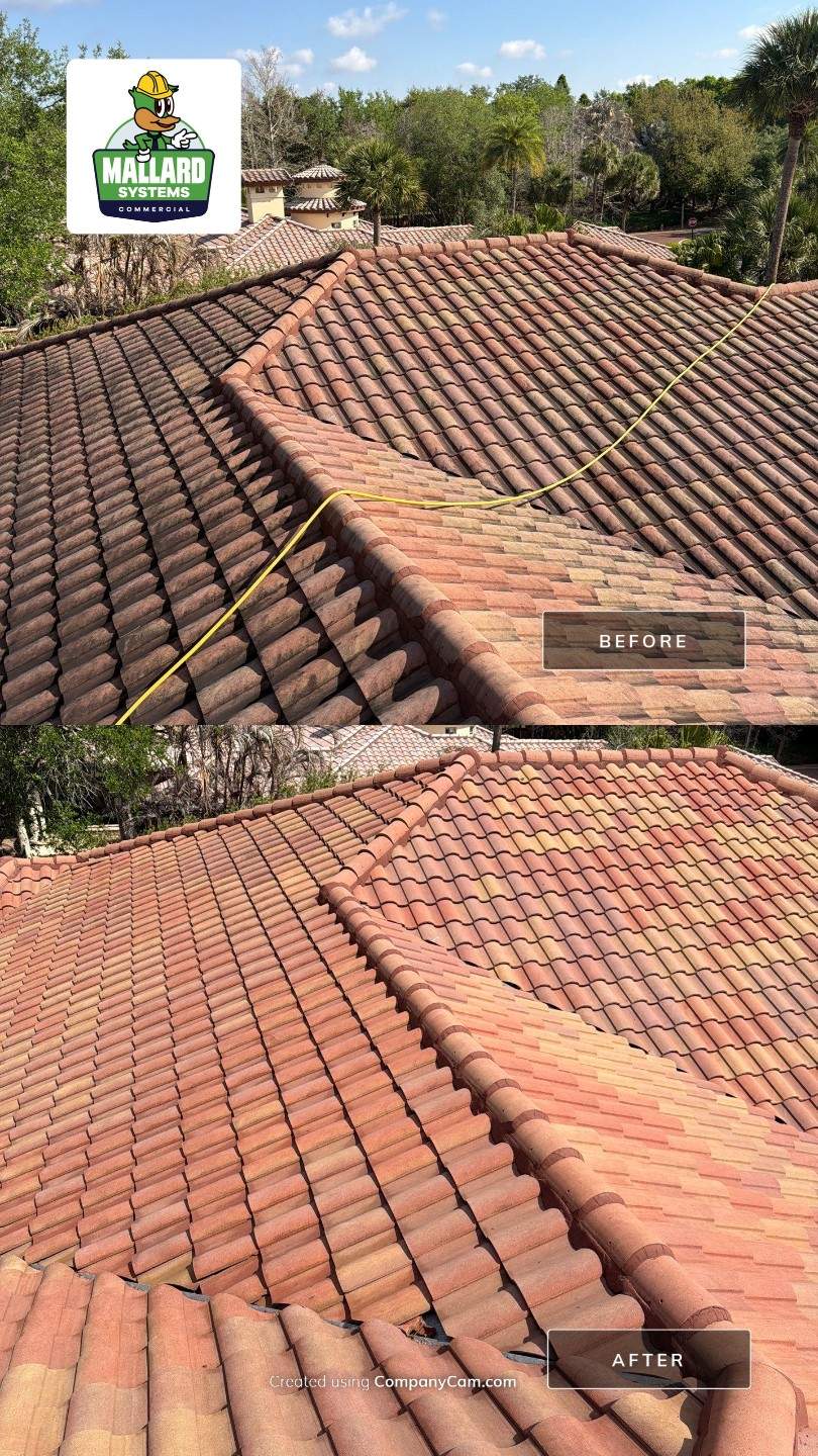 Barrel Tile Roof Cleaning by Mallard Systems