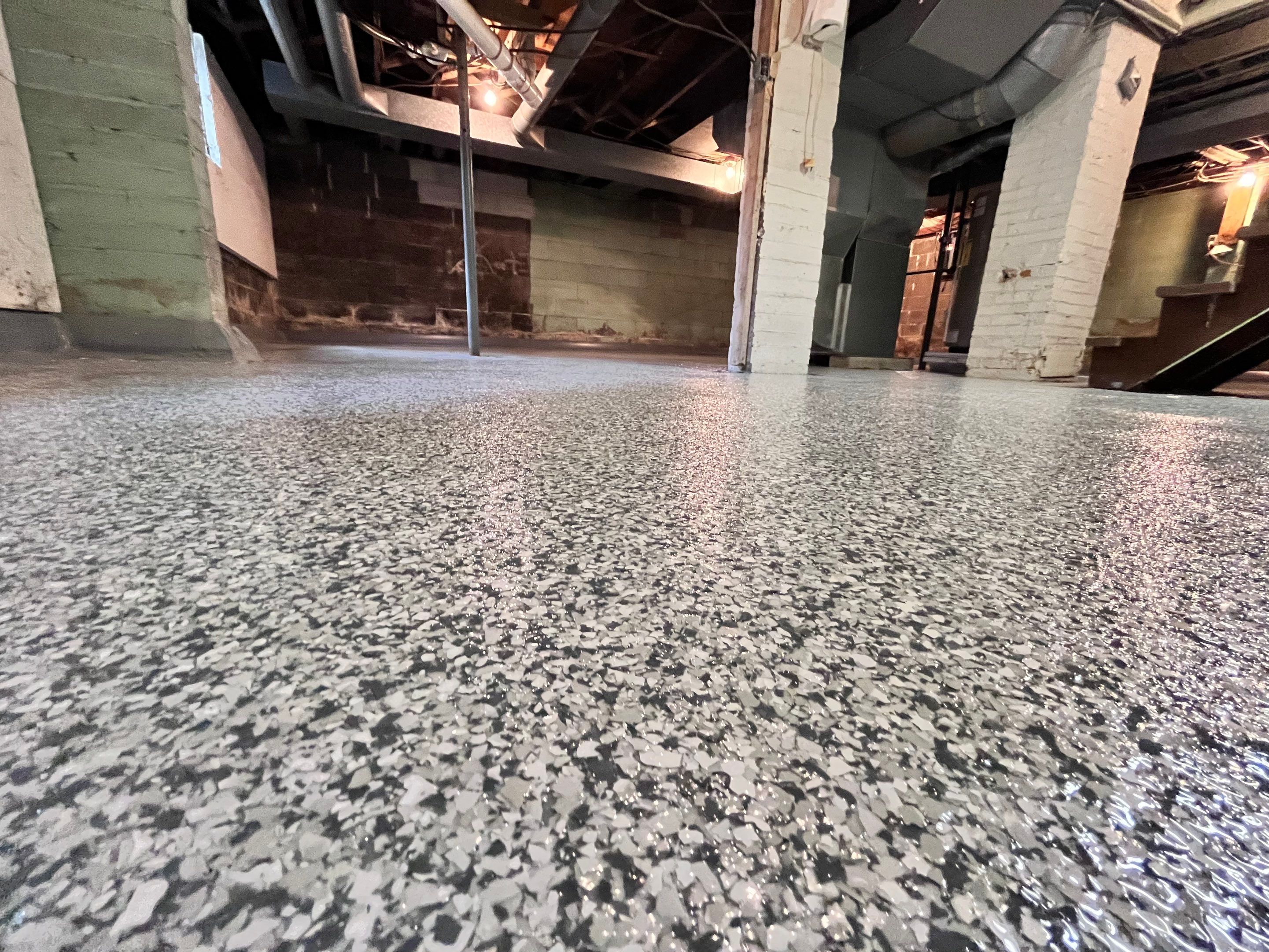 Gravel Flake Basement Floor  by Level 10 Coatings