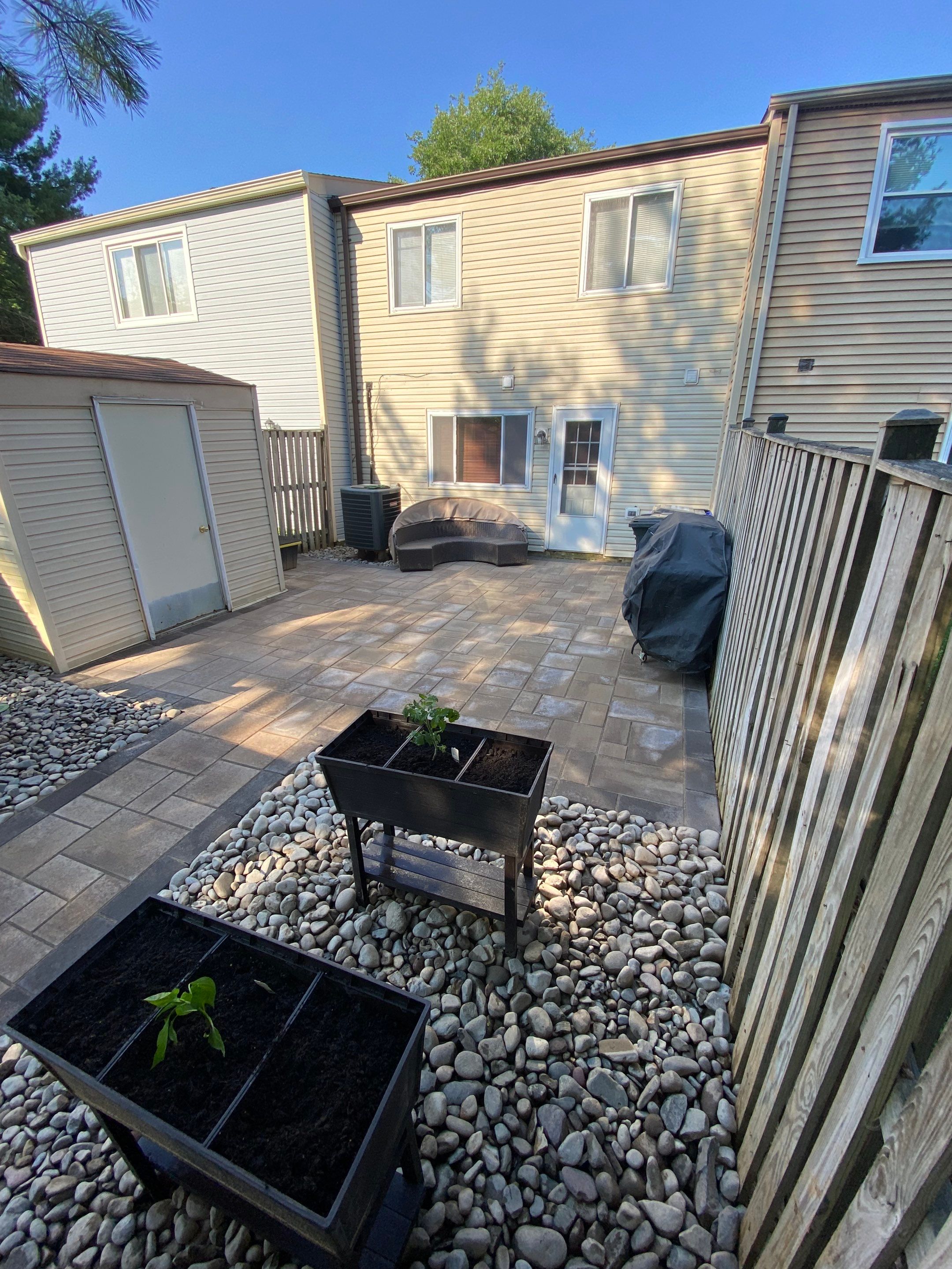 Backyard Transformation using Techo-Bloc Pavers by The Smet Companies, LLC