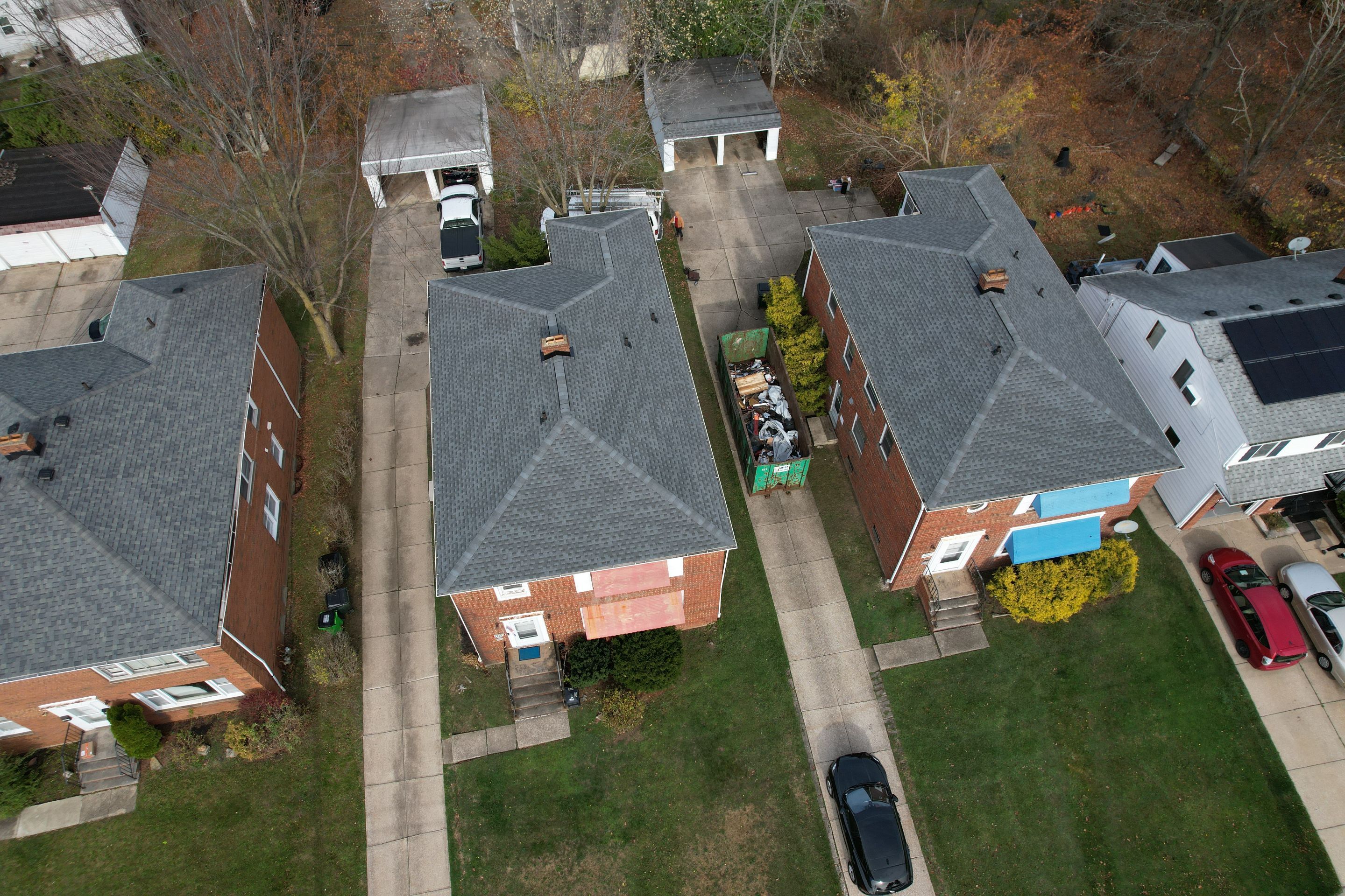 Twin South Euclid Duplex's - GAF Timberline HDZ Pewter Gray Roof Replacement by Atlas Roofing & Restoration