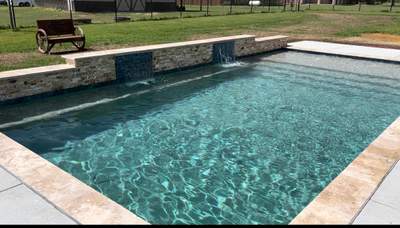 Geometric Pool with Stone Coping