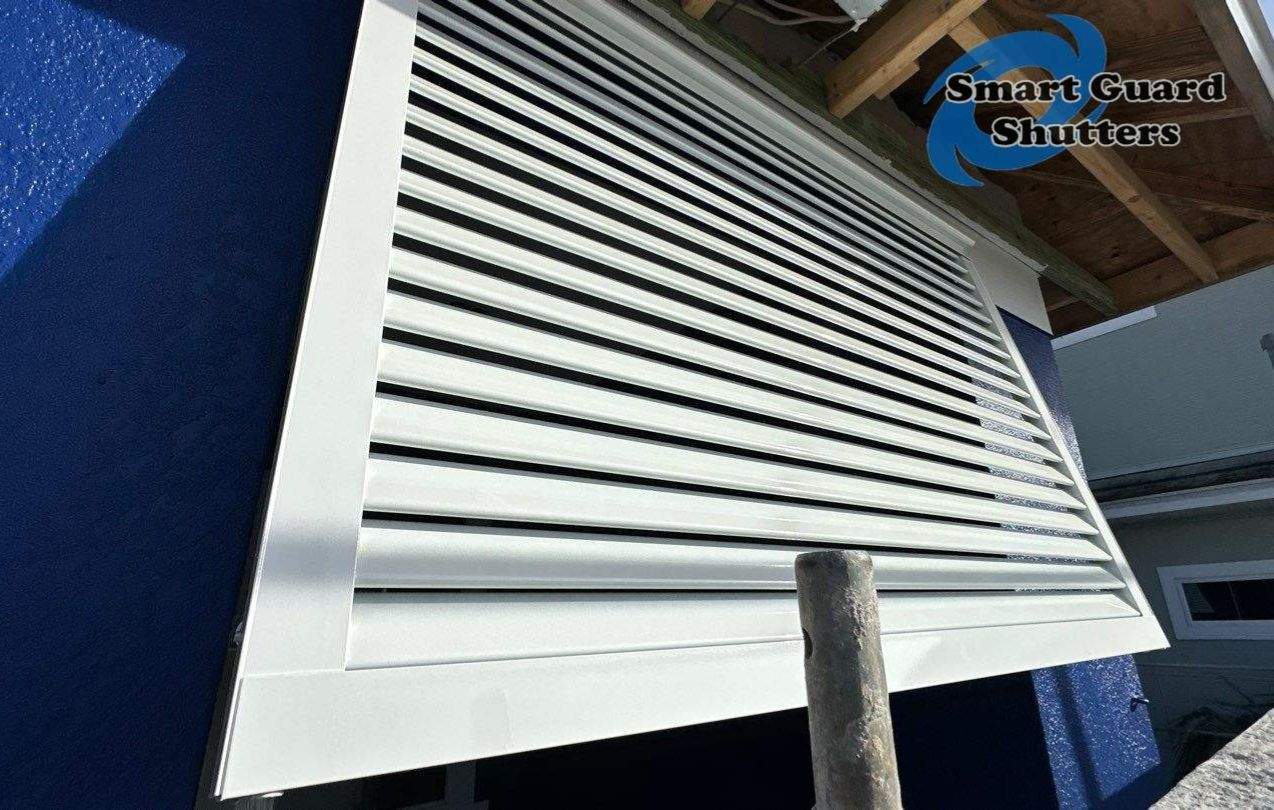 Decorative Bahamas in Traffic White by Smart Guard Shutters