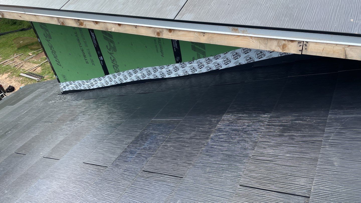 Tesla Solar Roof  using Tesla Solar Roof V3 tiles by American Home Contractors