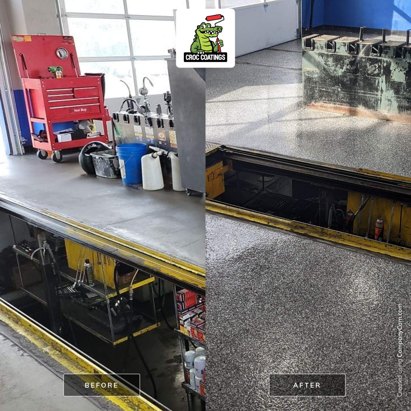 Commercial Floor Transformation using Slate Stone by Croc Coatings, LLC