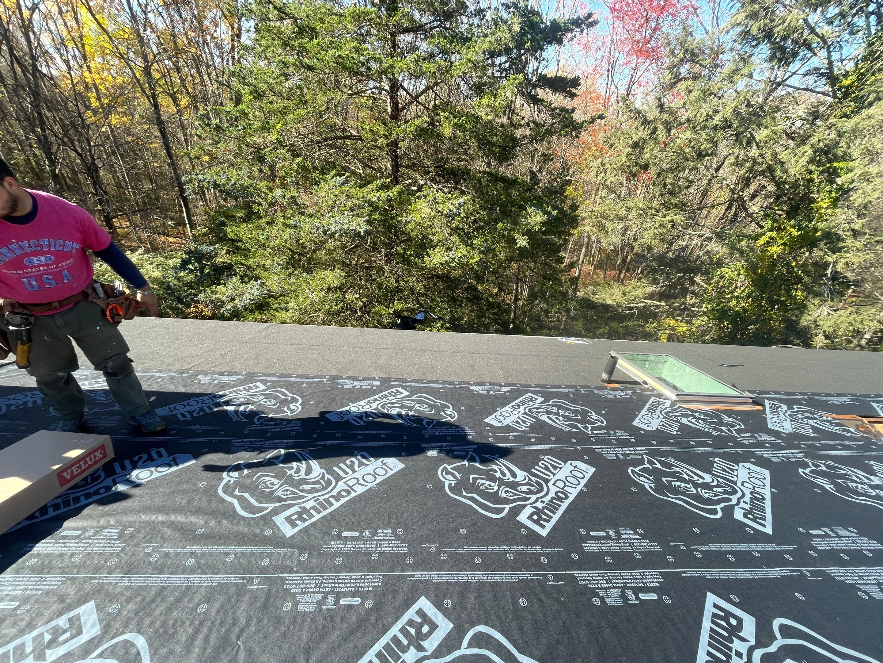 Residential Roofing Installation using Owens Corning TruDefinition Duration AR - Estate Gray & White Double 4 Siding by A Plus Exterior