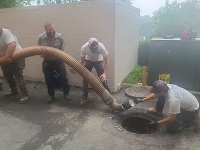 Sewer Repair using Perma-Liner through two manholes