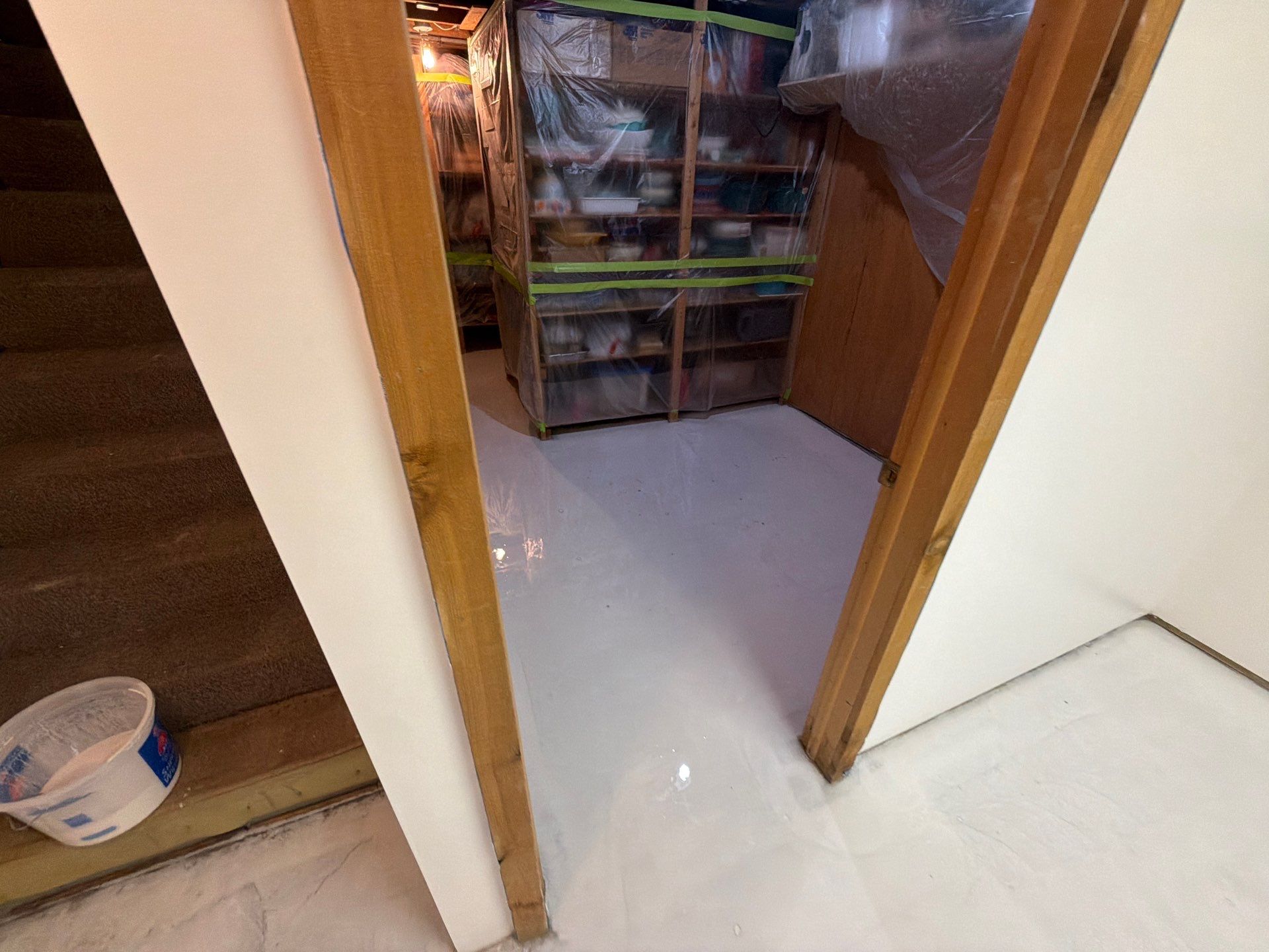 Basement Epoxy Flake Floor Installation and Surface Repair in Montague by Gordon Painting