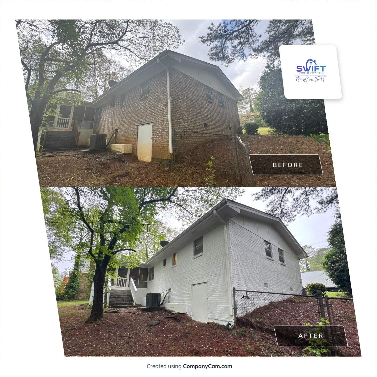 White Brick Exterior Painting and Shutter Refresh in Marietta by Swift Home Renovations