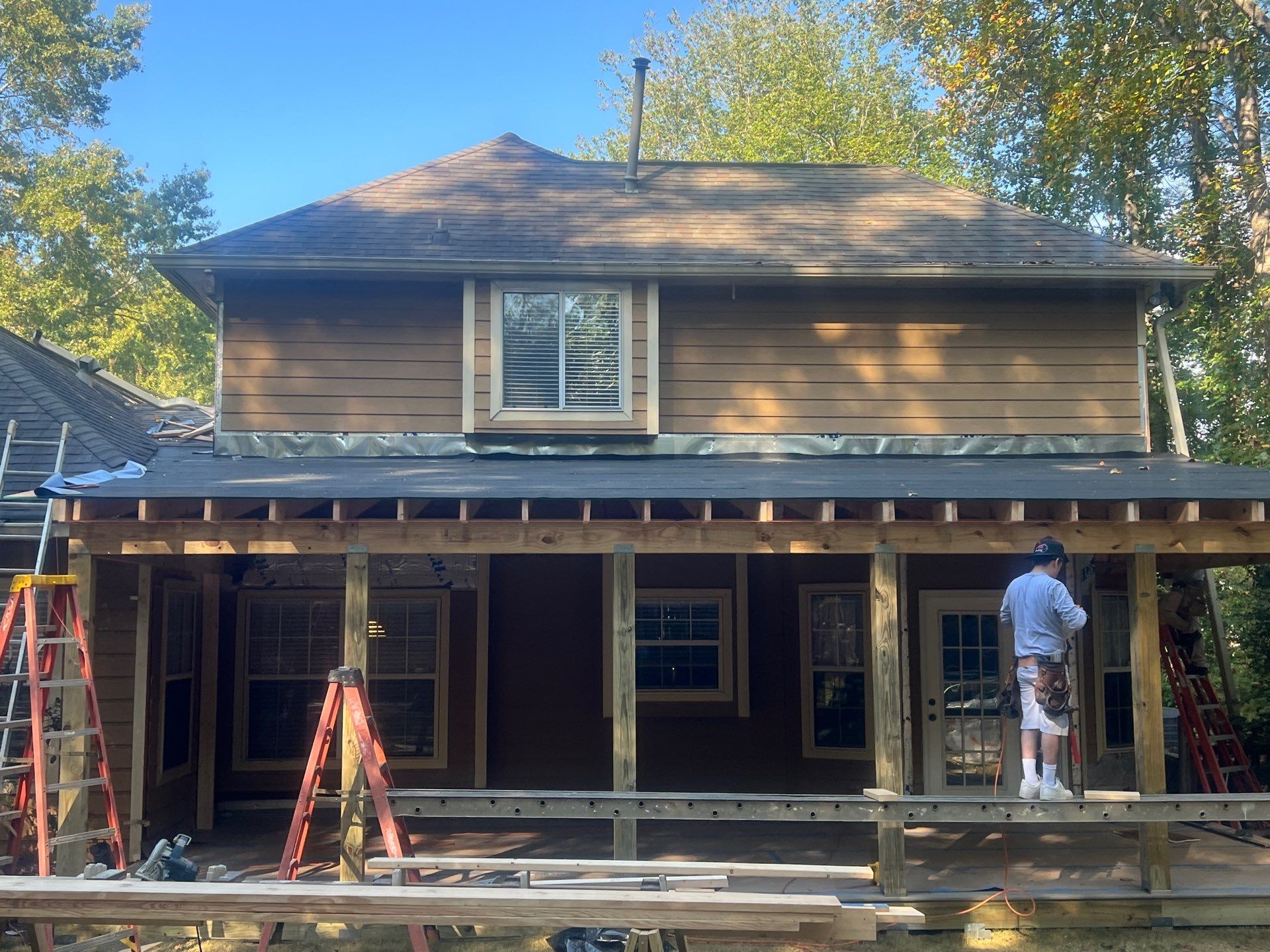 Trex Deck Build, Shed Roof Porch Install, and Door Replacement in Alpharetta, GA by Nelson Exteriors