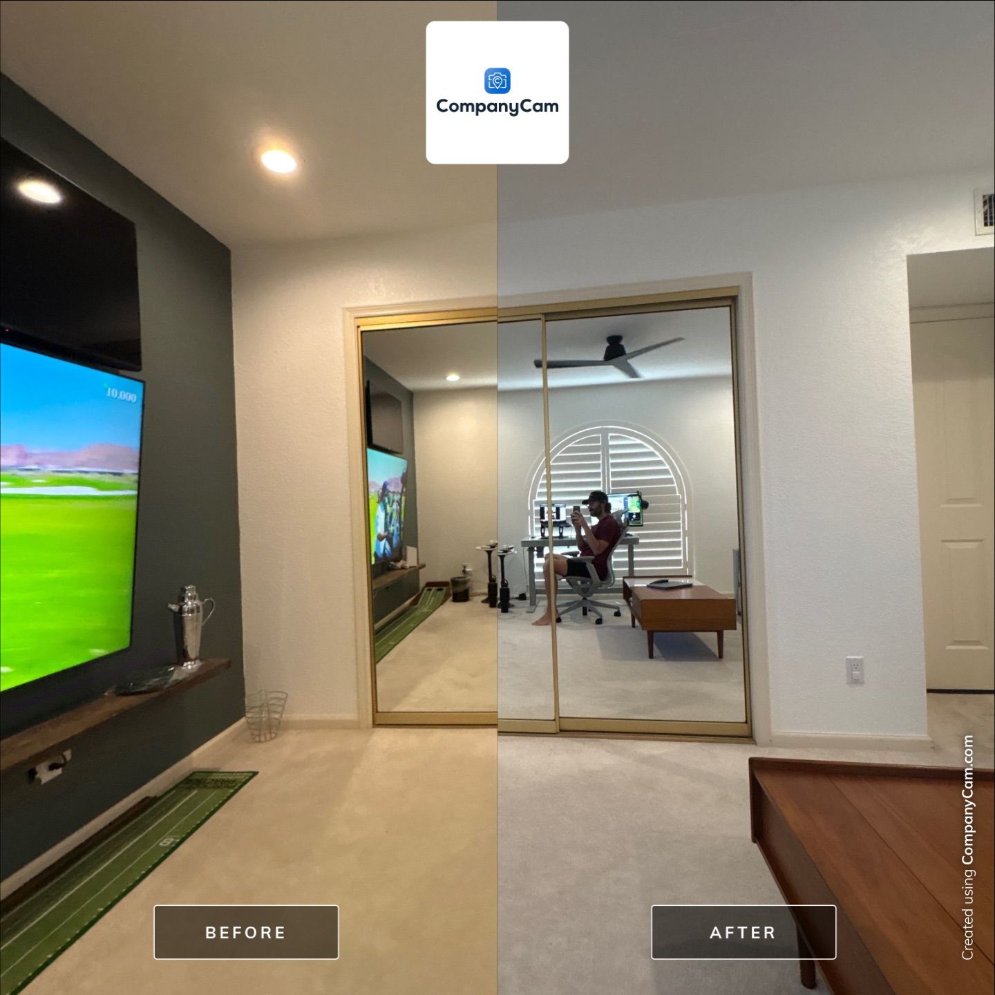 Custom Home Office and Media Wall Installation in Phoenix by CompanyCam Sales Demo