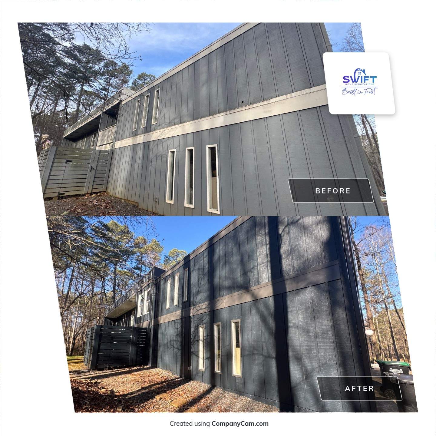 Full Exterior Transformation With Modern Black Finish by Swift Home Renovations 