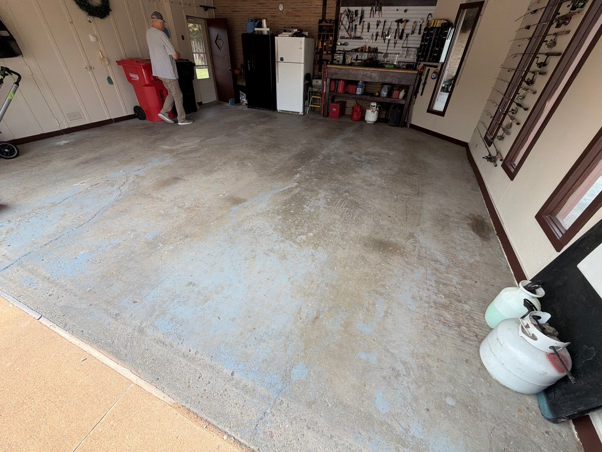 Garage Floor Coating with Crack Repair in Yankton by Select Painting, Coatings & Garage Cabinets