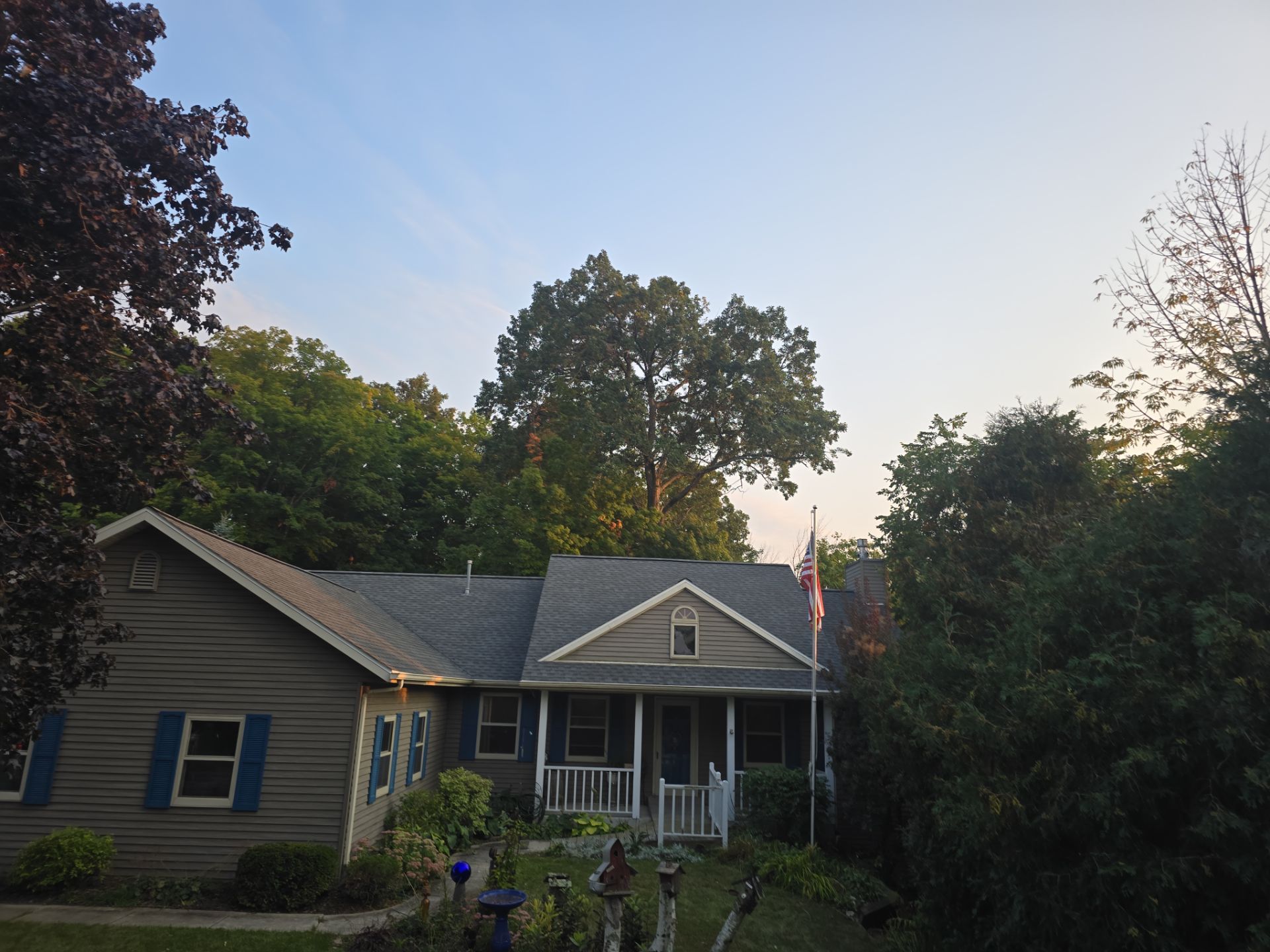 Residential Roof Installation in Sheboygan Falls, WI: GAF Timberline Natural Shadow Shingles & Rain Drop Gutter Protection by Gellings Roofing & Siding