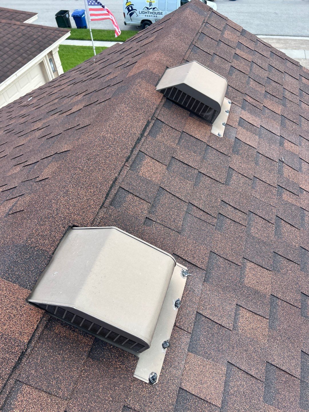 Residential Roofing Repair using Custom Fabricated Metal Spark Arrestor and Roof Tune-Up by Lighthouse Roofing