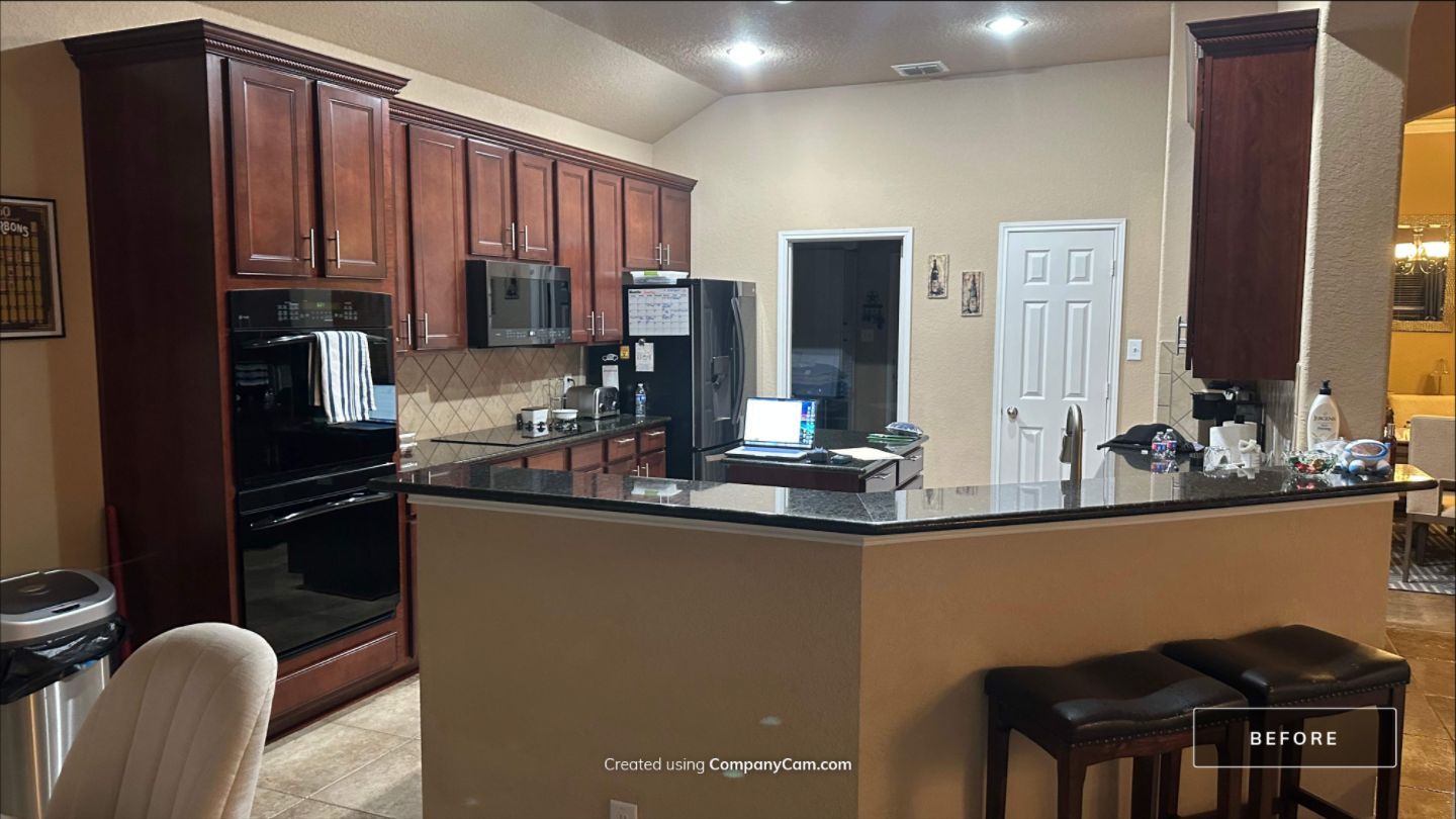 Cibolo Kitchen Refresh with Painted Cabinets, Quartz Countertops & Herringbone Backsplash by Legacy Bath and Kitchen