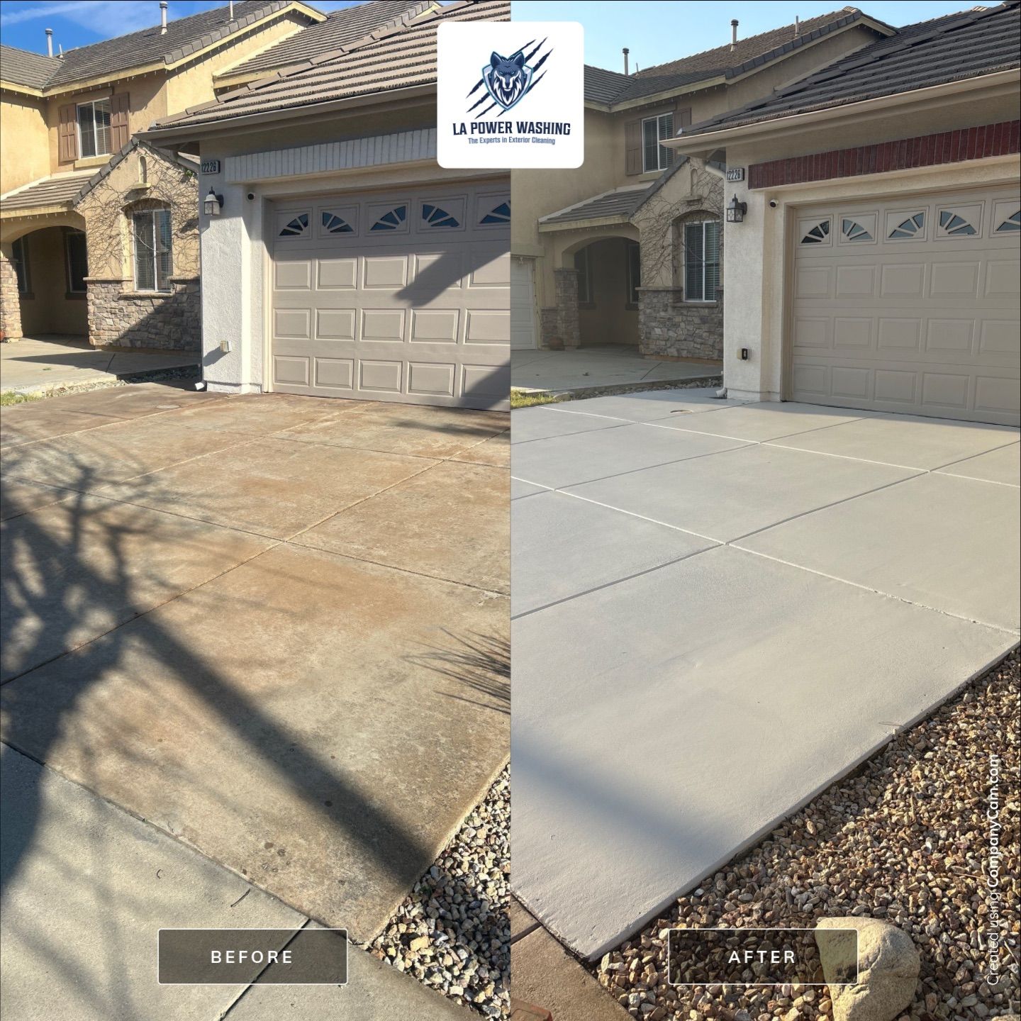 Sandblasting & Staining Concrete Driveway In Rancho Cucamonga, CA by La Power Washing Inc