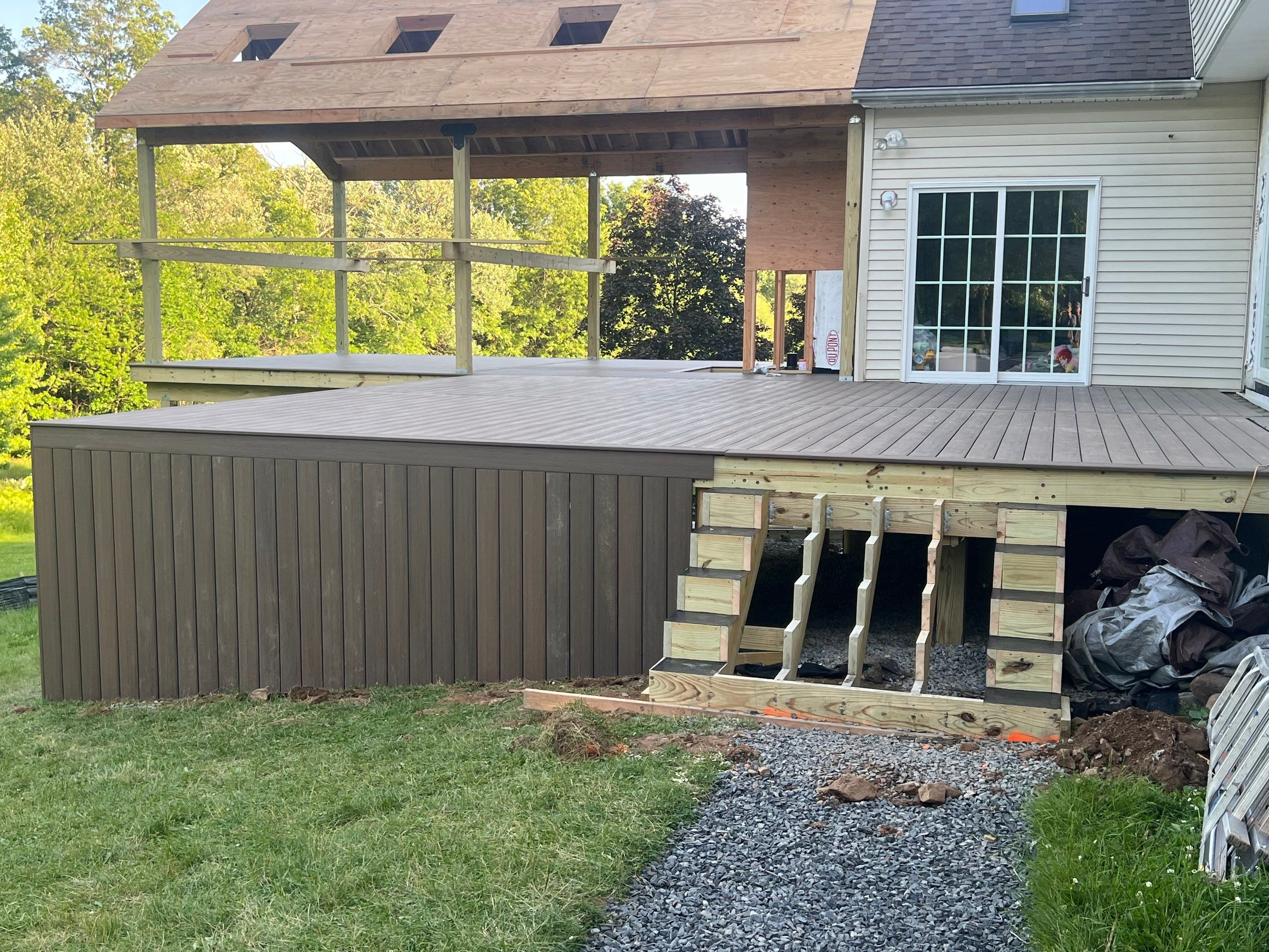 New Deck with A-Frame Style Roof by deck guardian