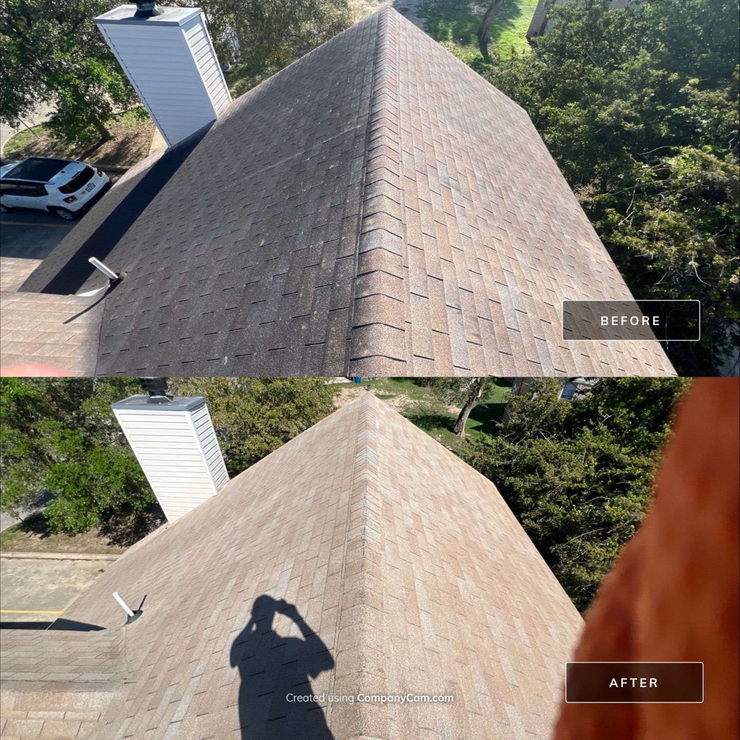Shingle Roof Washing Project in San Antonio by Bright Choice