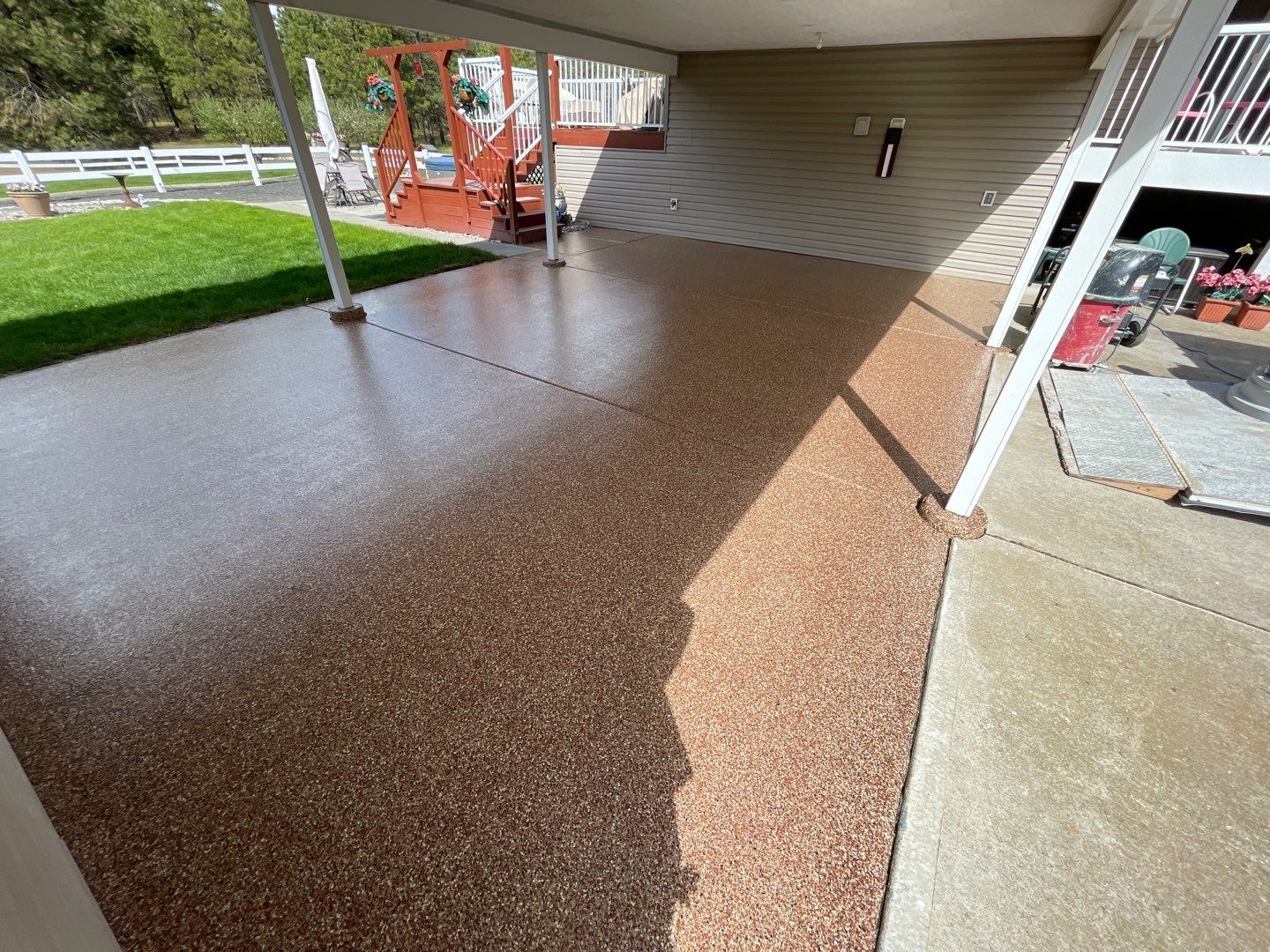 Patio Transformation using Chestnut by Croc Coatings, LLC