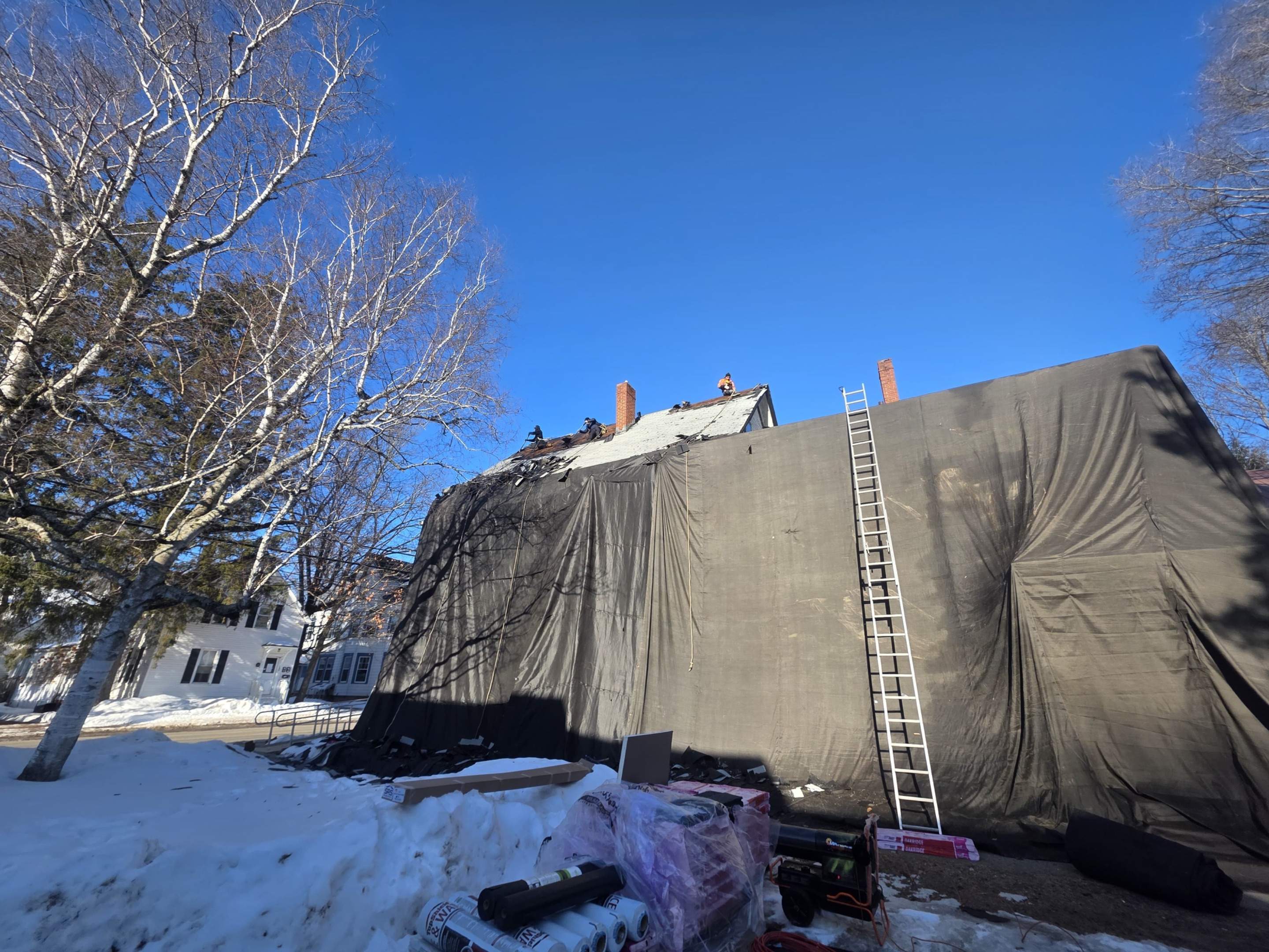 Full Roof Replacement in Maine – Two-Layer Tear-Off, Chimney Removal & Low-Slope Conversion by JOHNNYS PRO