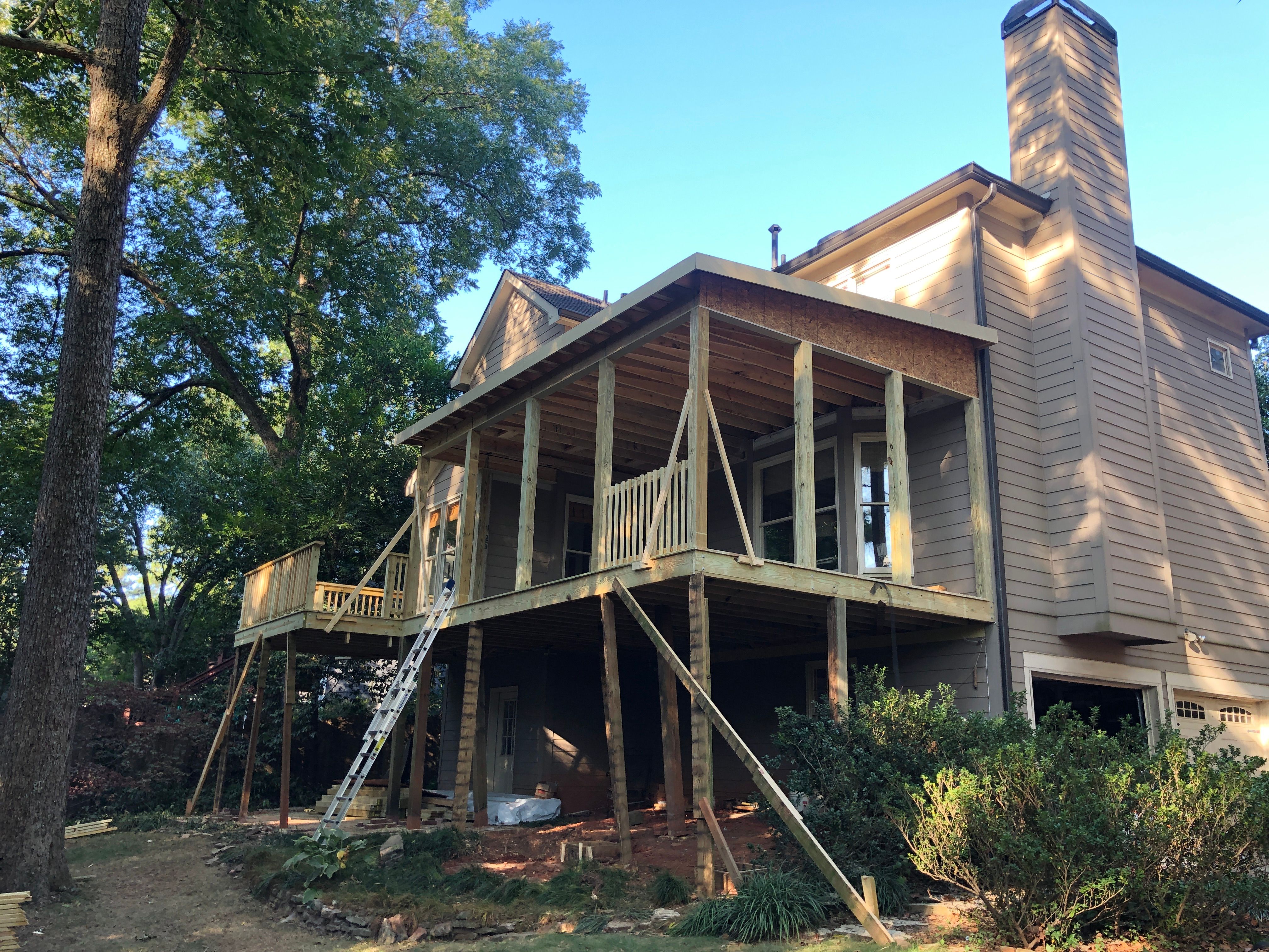 Elevated Screened-In Porch and Custom Wood Deck in Decatur by Swift Home Renovations 